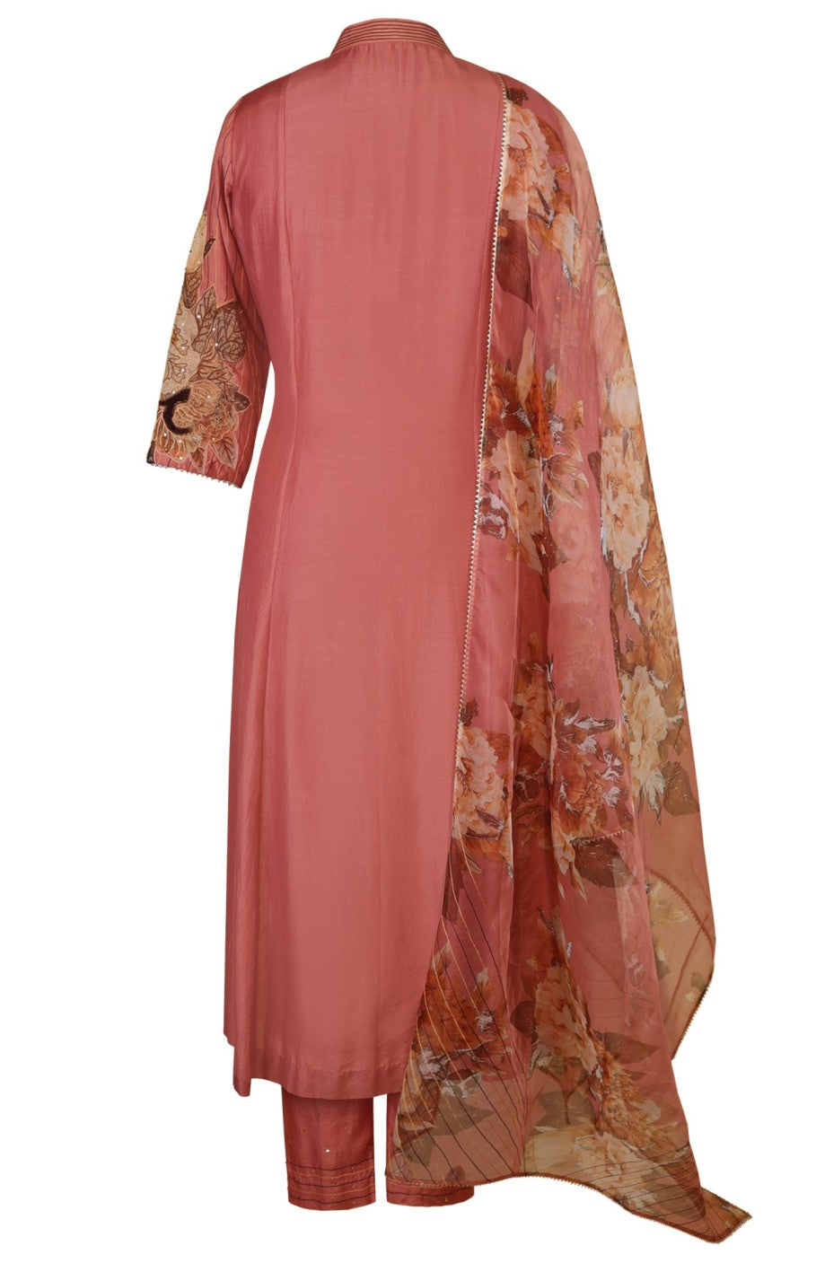 Mul Silk Kalidar With Printed Organza Dupatta