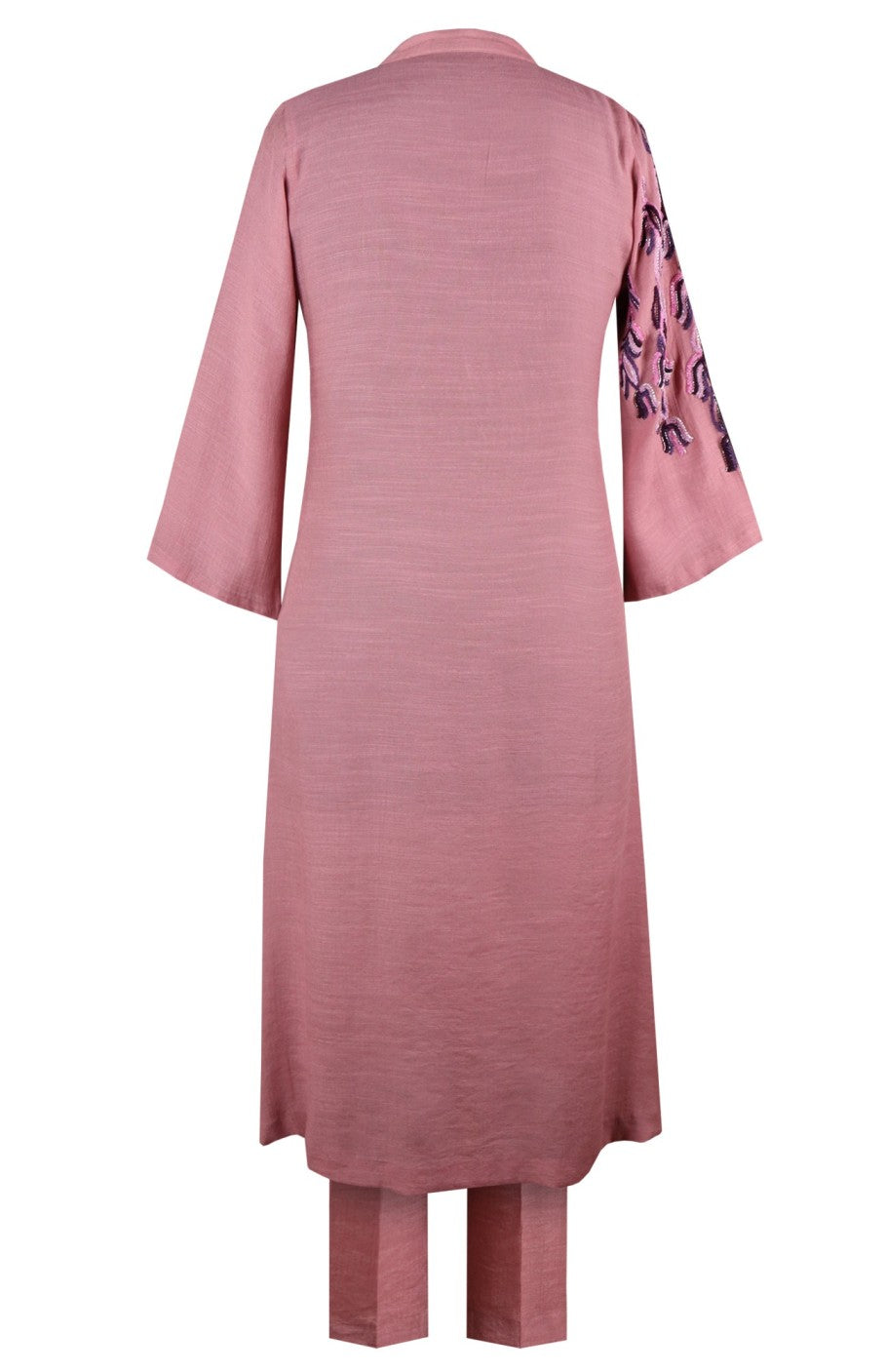 Wavy Lines Kurta Set - OLD ROSE