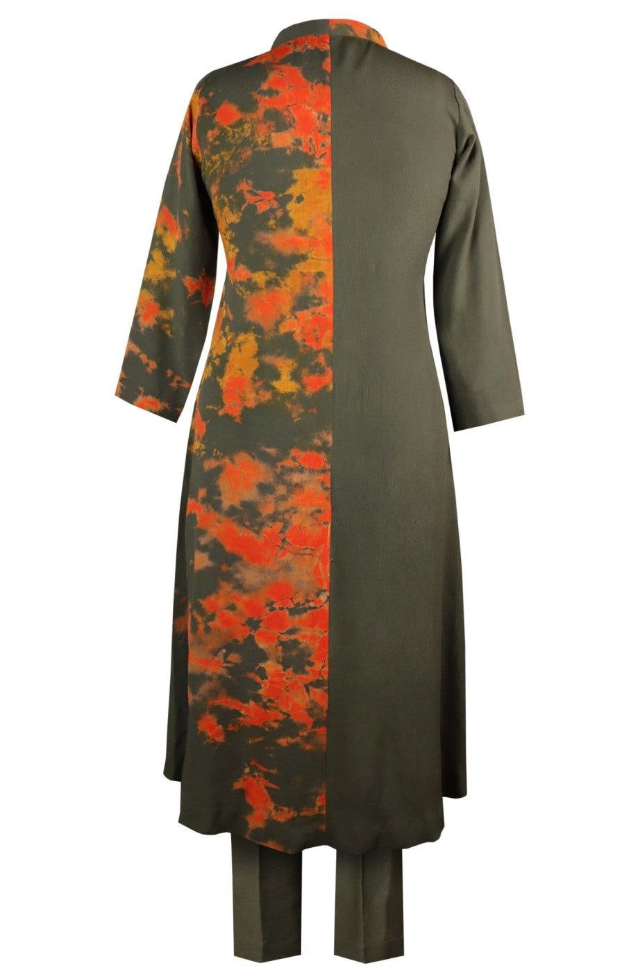 3D Embroidery T&D Kurta Set - OLIVE