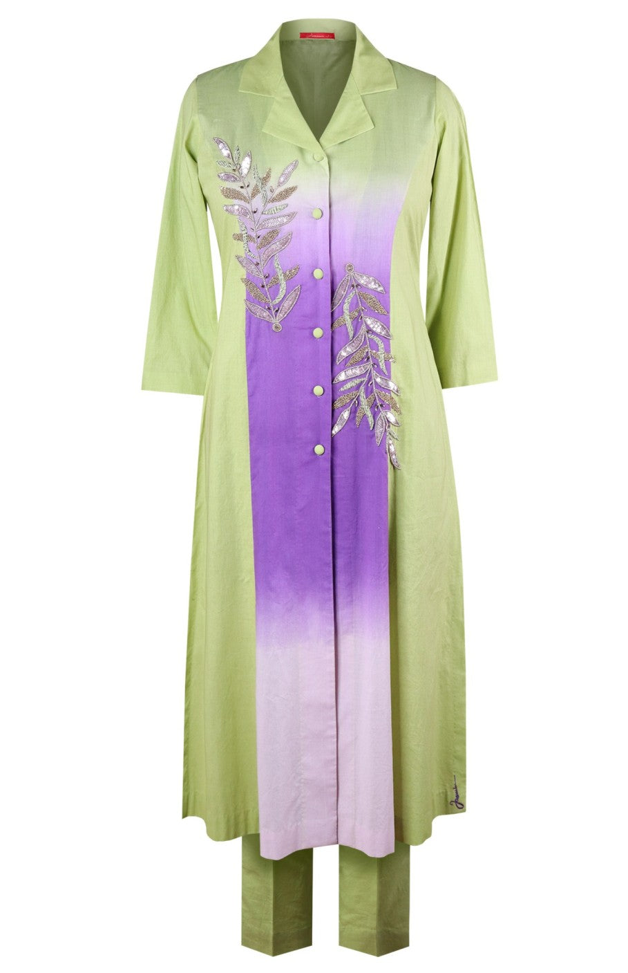 Ombré Mul Kurta Set - PARROT