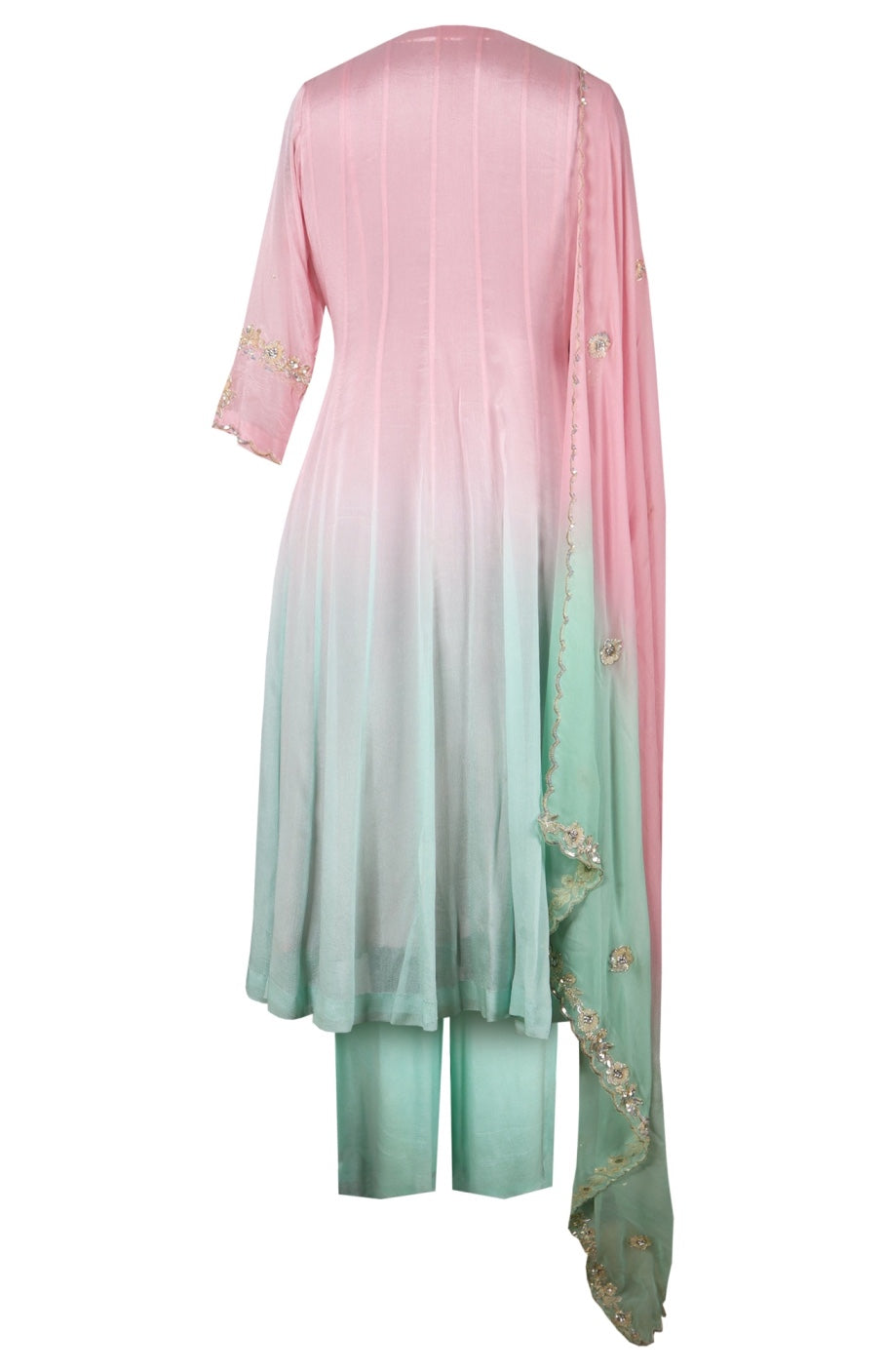 Ombré Chiffon Anarkali With Sequins Embroidery