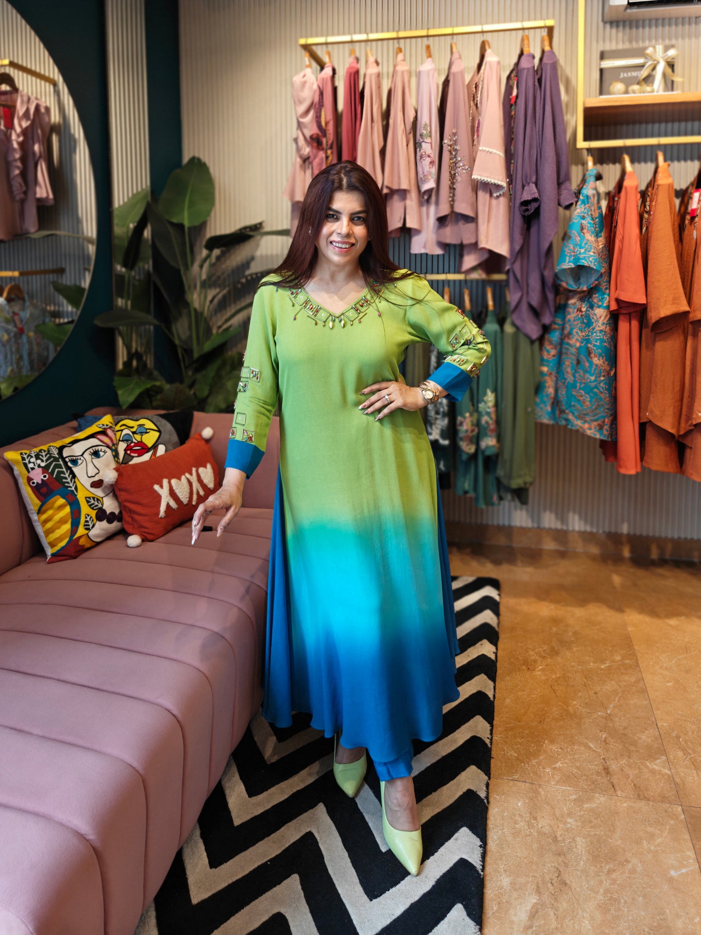 Ombré Flared Kurta Set - MACAW