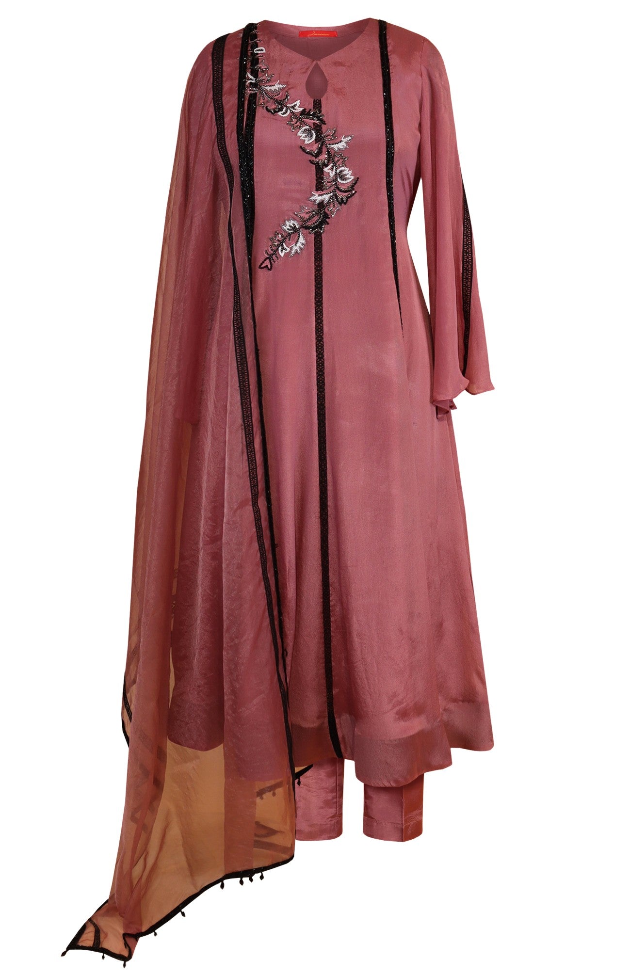 Chiffon Anarkali With Black Embroidery