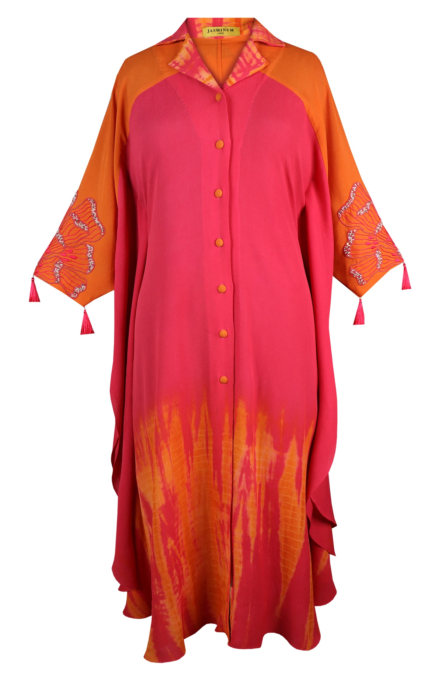 Bloom Tie & Dye Colour Block Kaftan - PINK