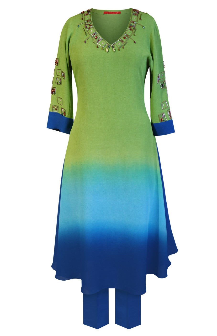 Ombré Flared Kurta Set - MACAW