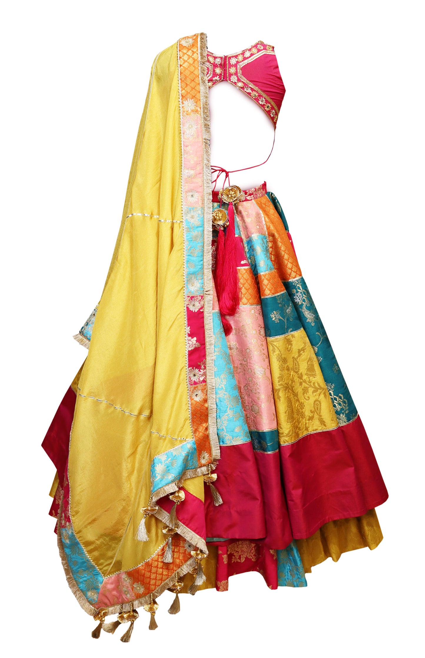Hot Pink Mixed Brocades Lehnga Choli
