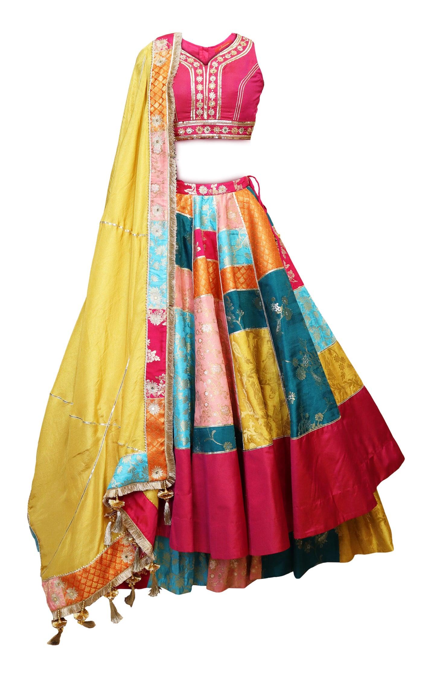 Hot Pink Mixed Brocades Lehnga Choli
