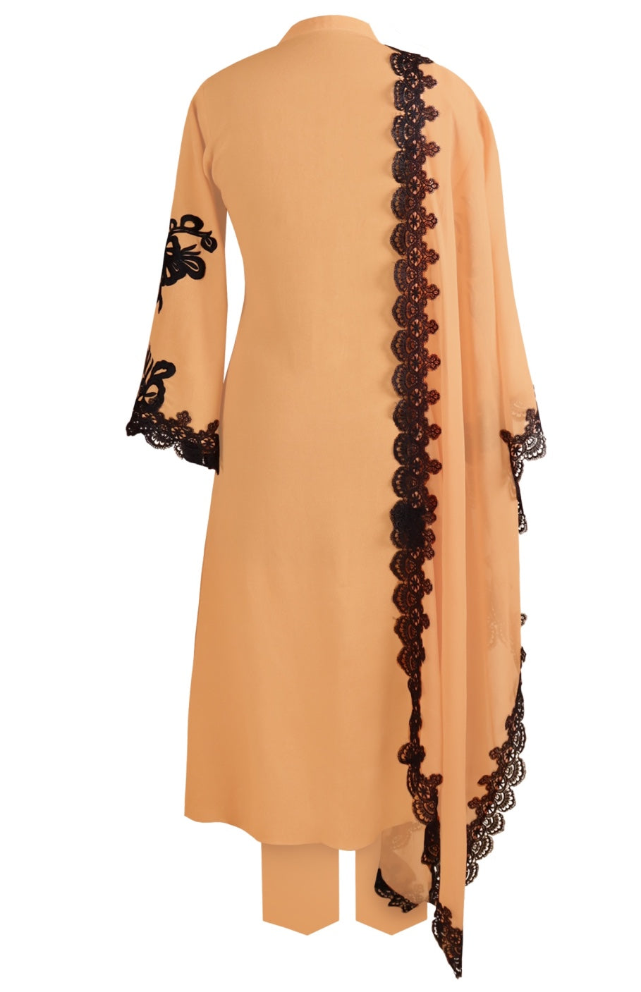 Peach Fuzz With Black Embroidery