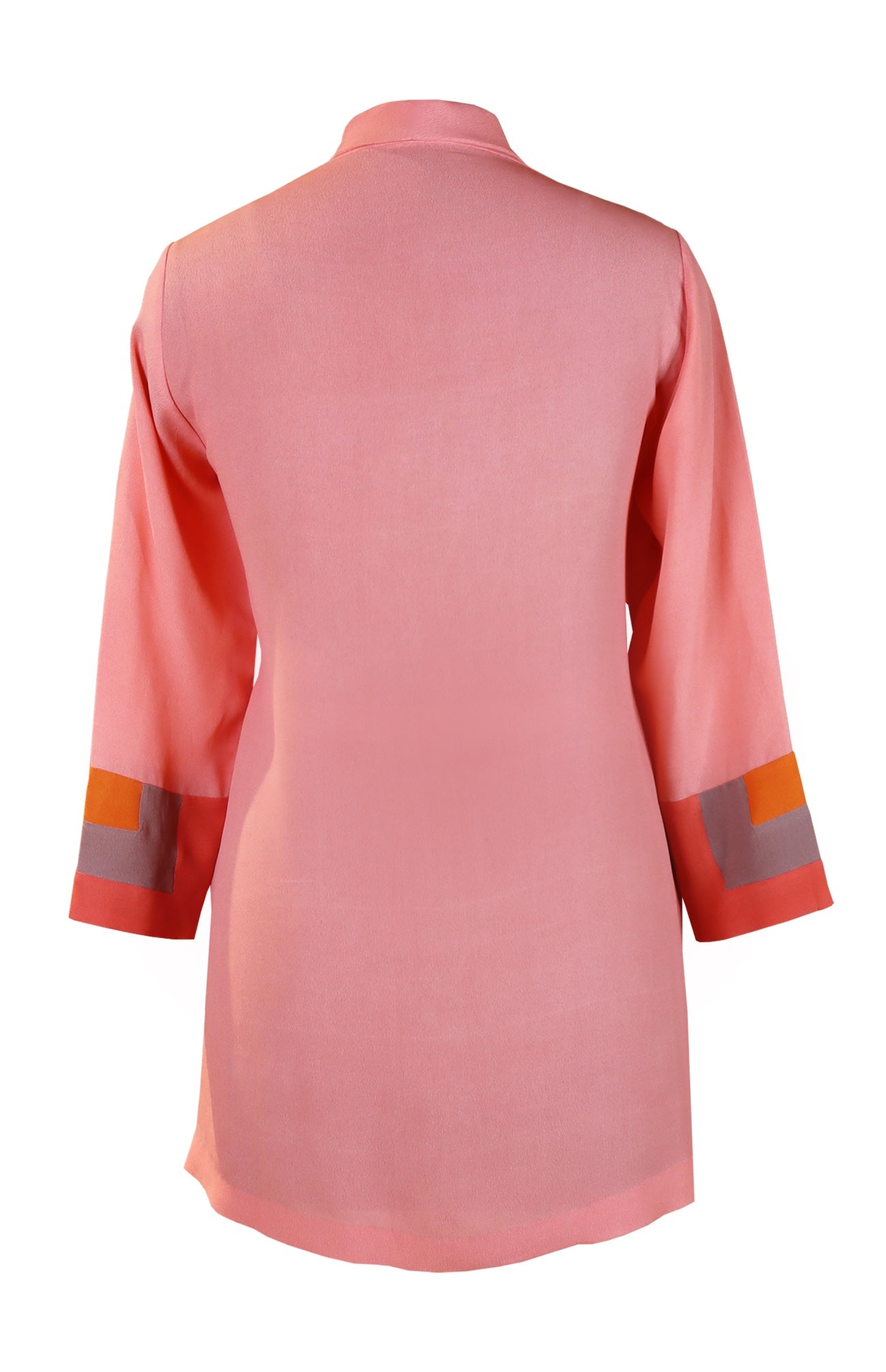 Colour Block Crepe Shirt - PEACH