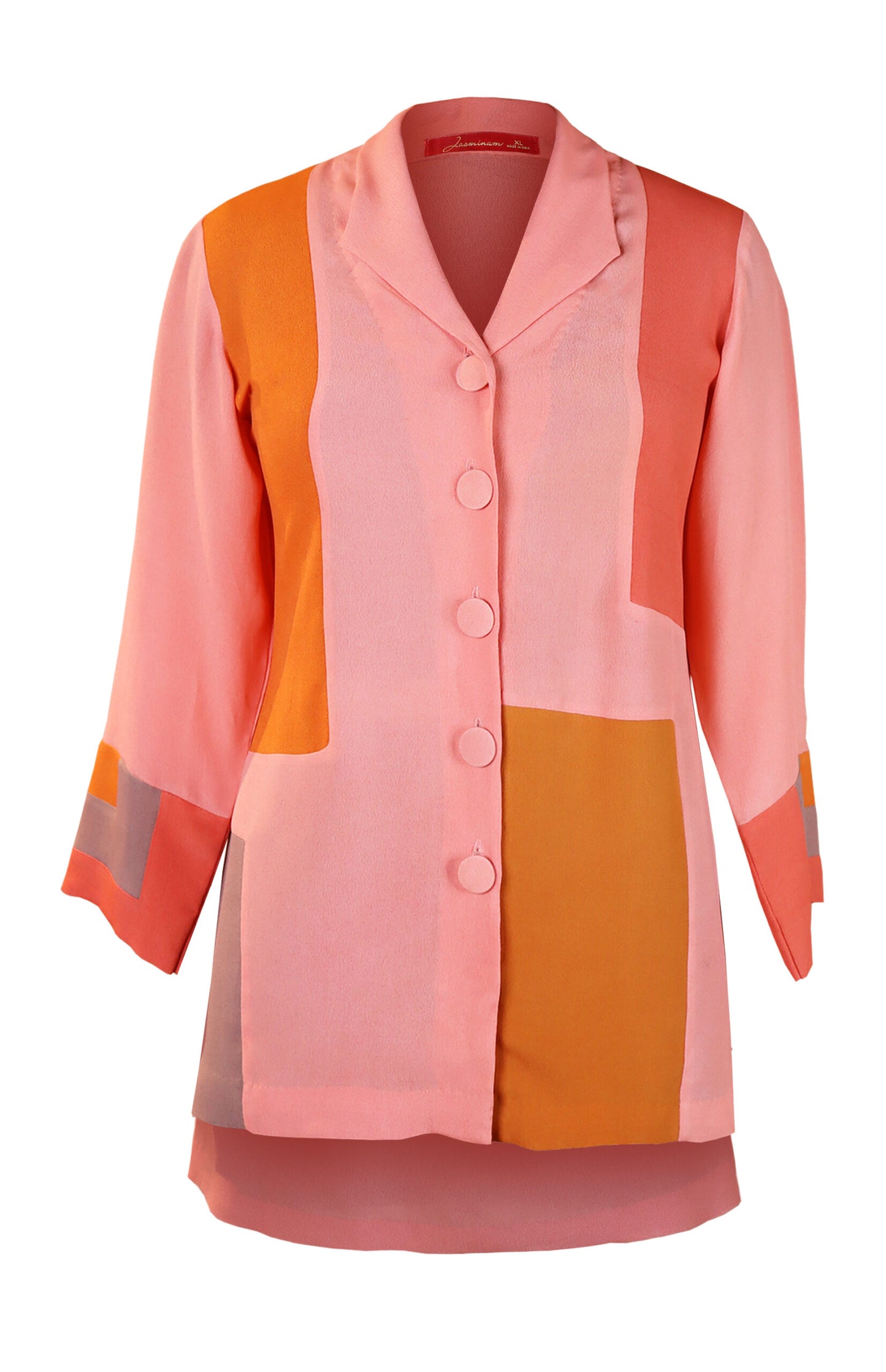 Colour Block Crepe Shirt - PEACH