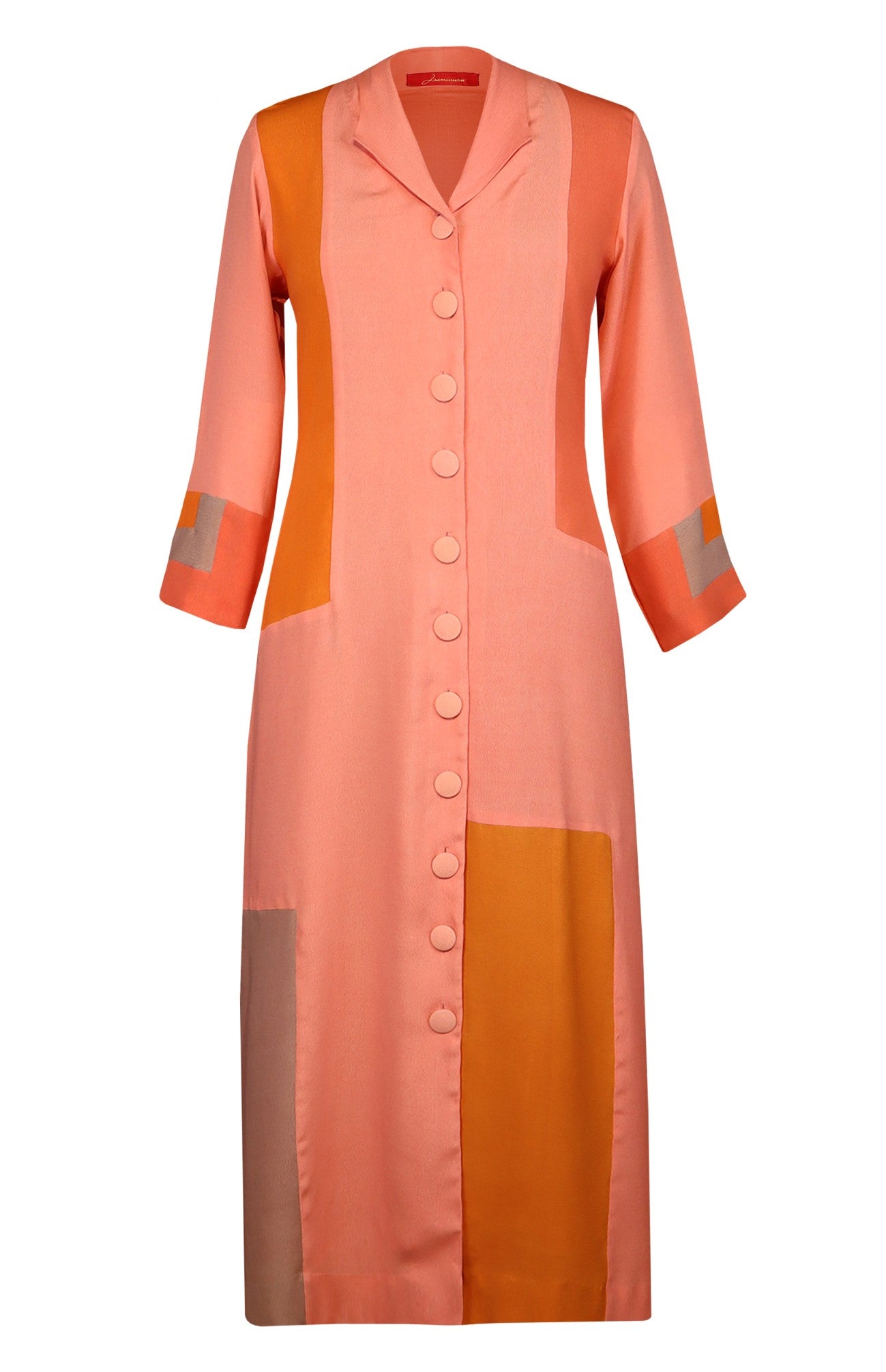 Peach Colour Block Kurta