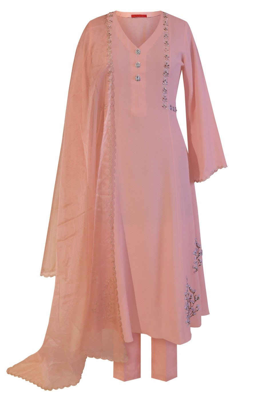 Kalidar Suit With Dabka Embroidery
