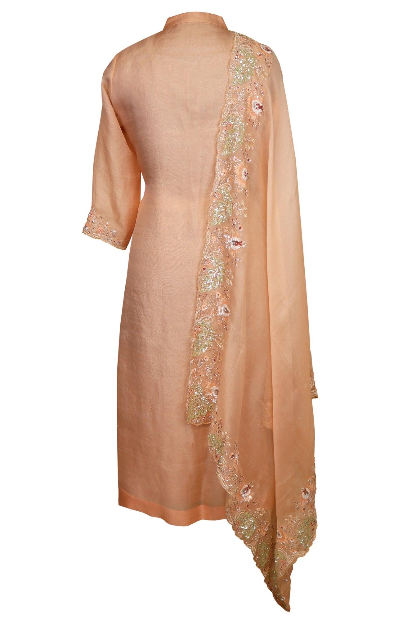 Multicoloured Sequins Embroidery Organza Suit