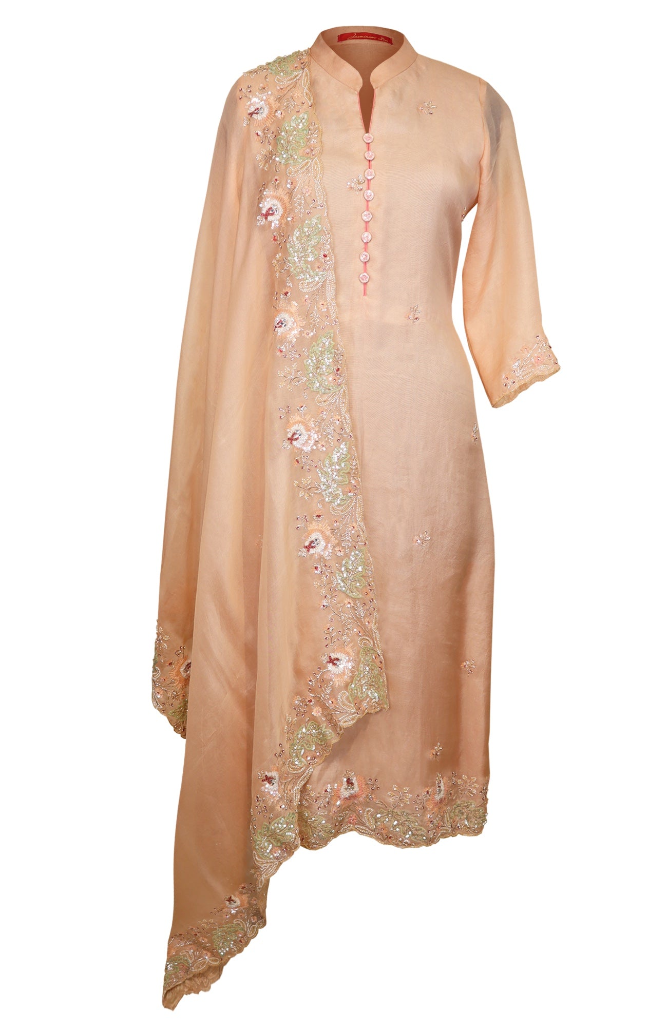 Multicoloured Sequins Embroidery Organza Suit