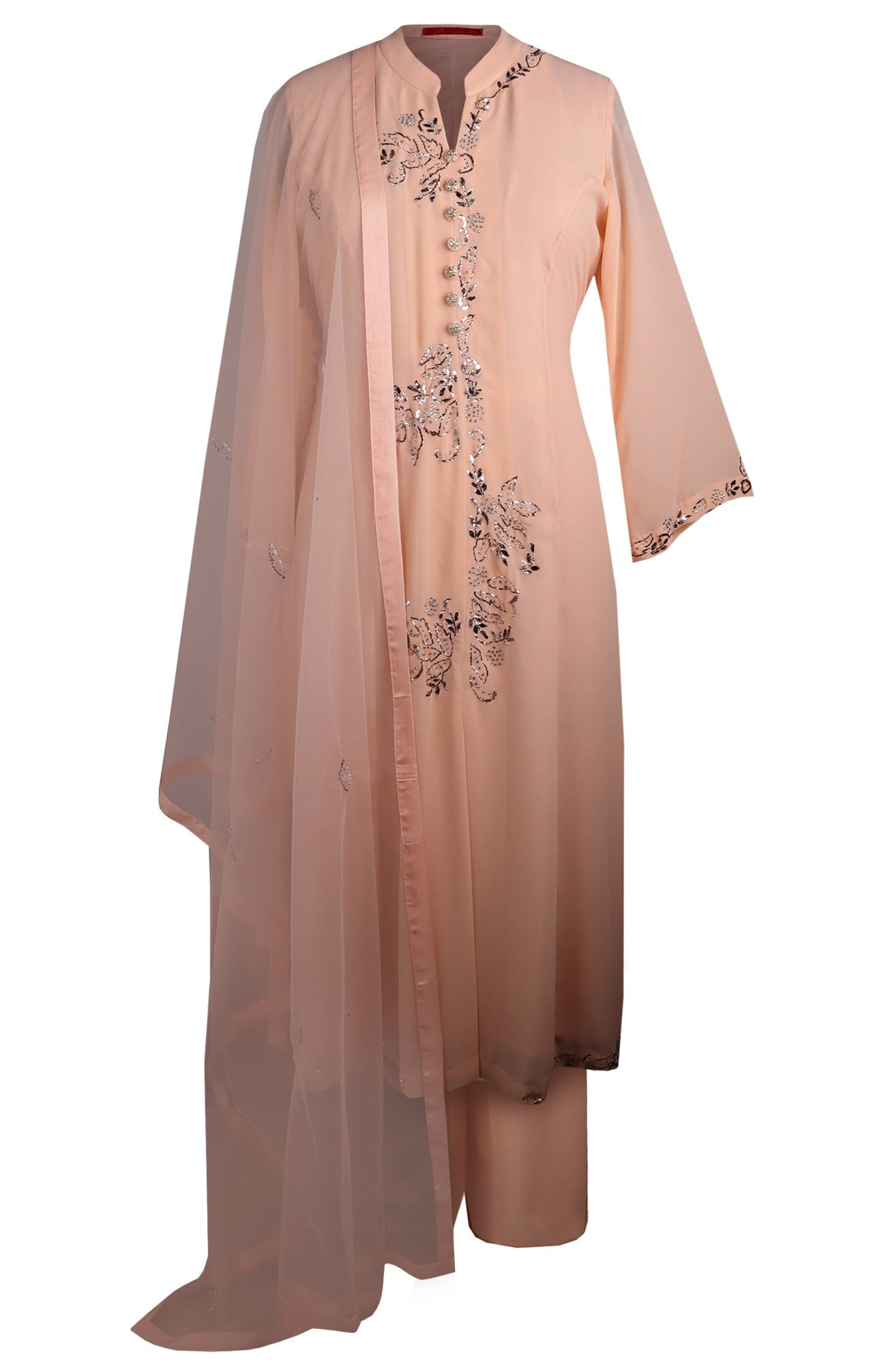 Georgette Kalidar Suit With Mukaish Embroidery