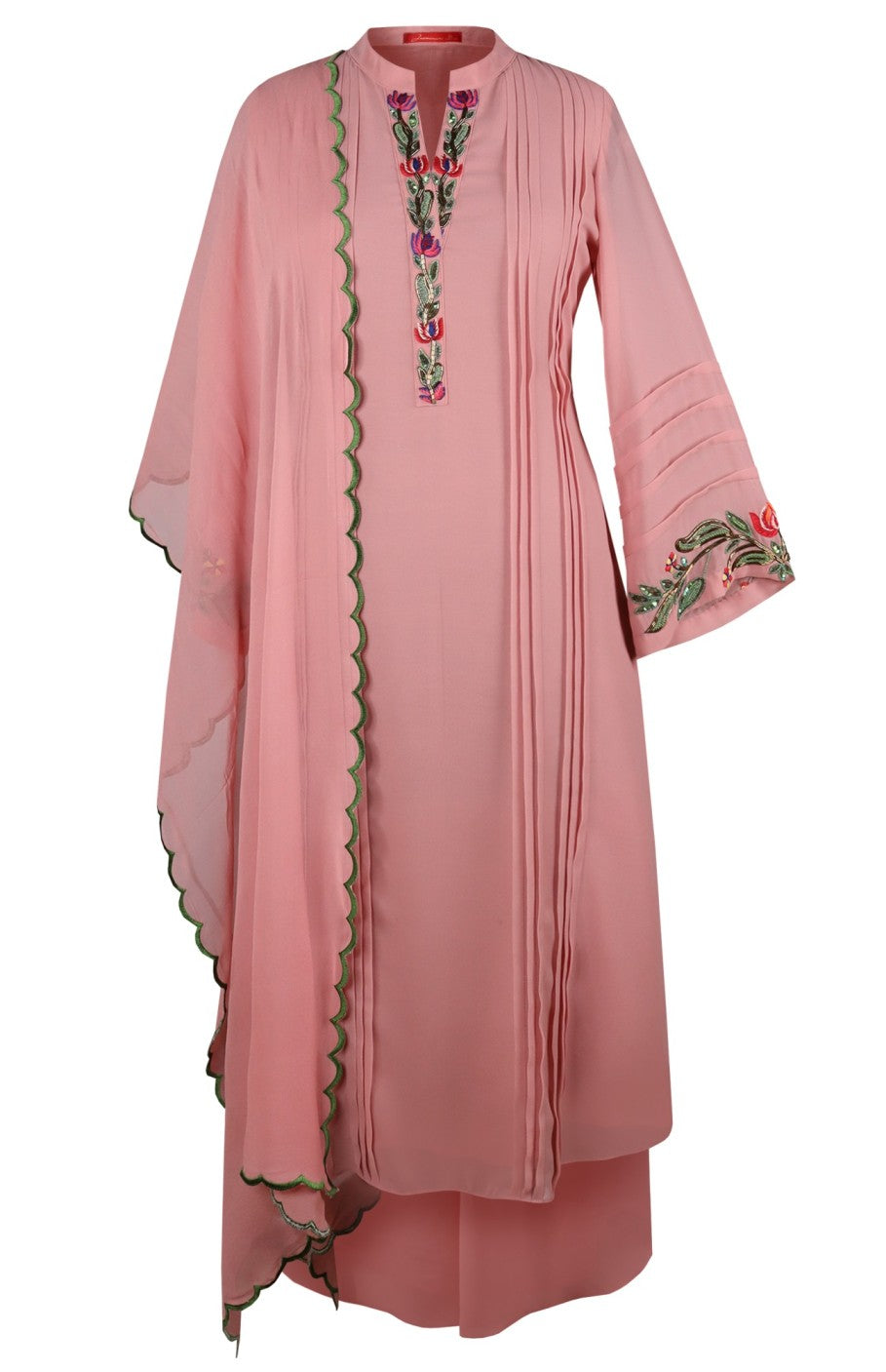 Multicoloured Embroidery Georgette Suit - PEACH