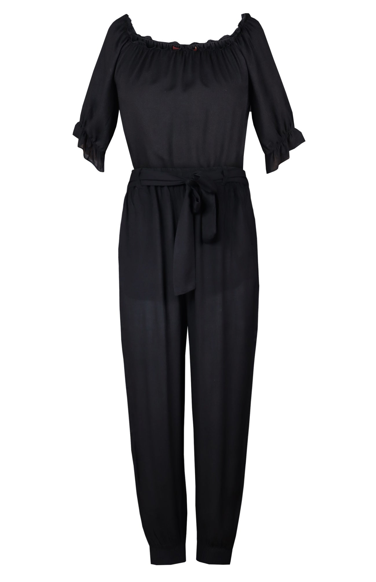 Peasant Top Rayon Co-ord Set - BLACK