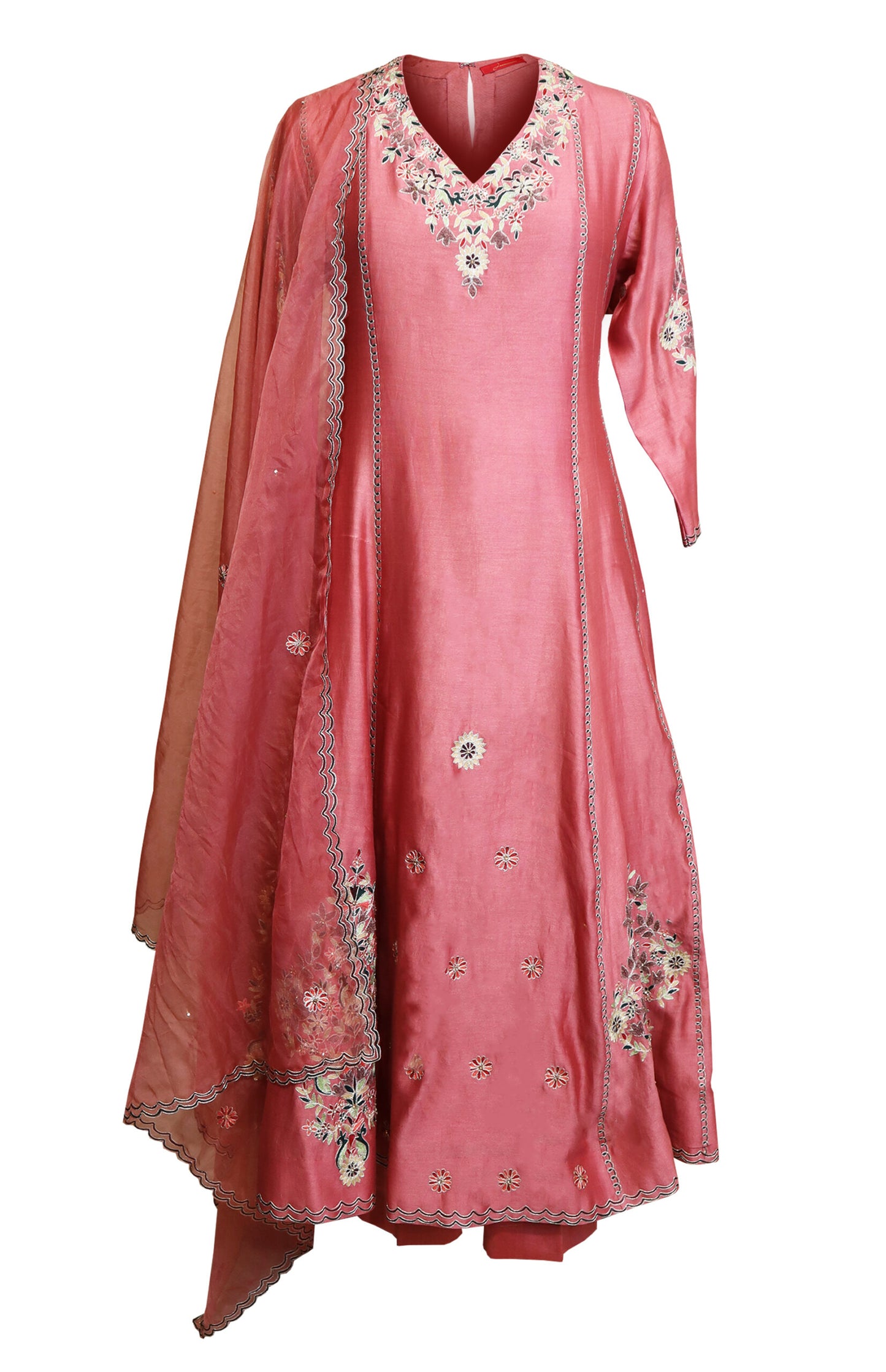 Kora Silk Anarkali With Aari Embroidery