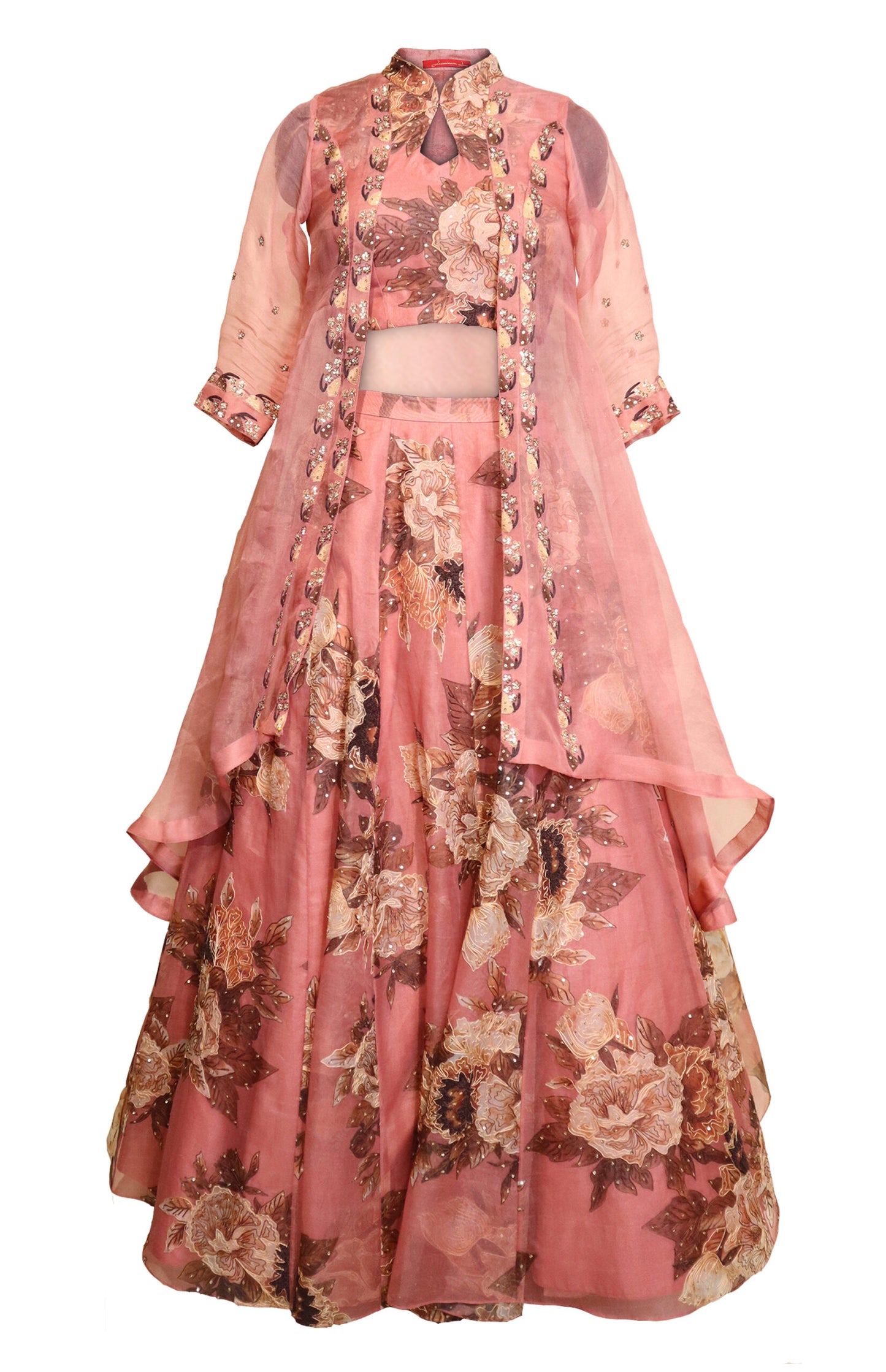 Printed Organza Lehnga With Jacket