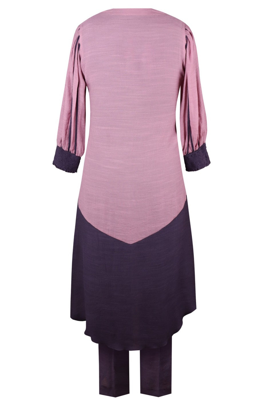 Colour Block Kurta Set - PINK
