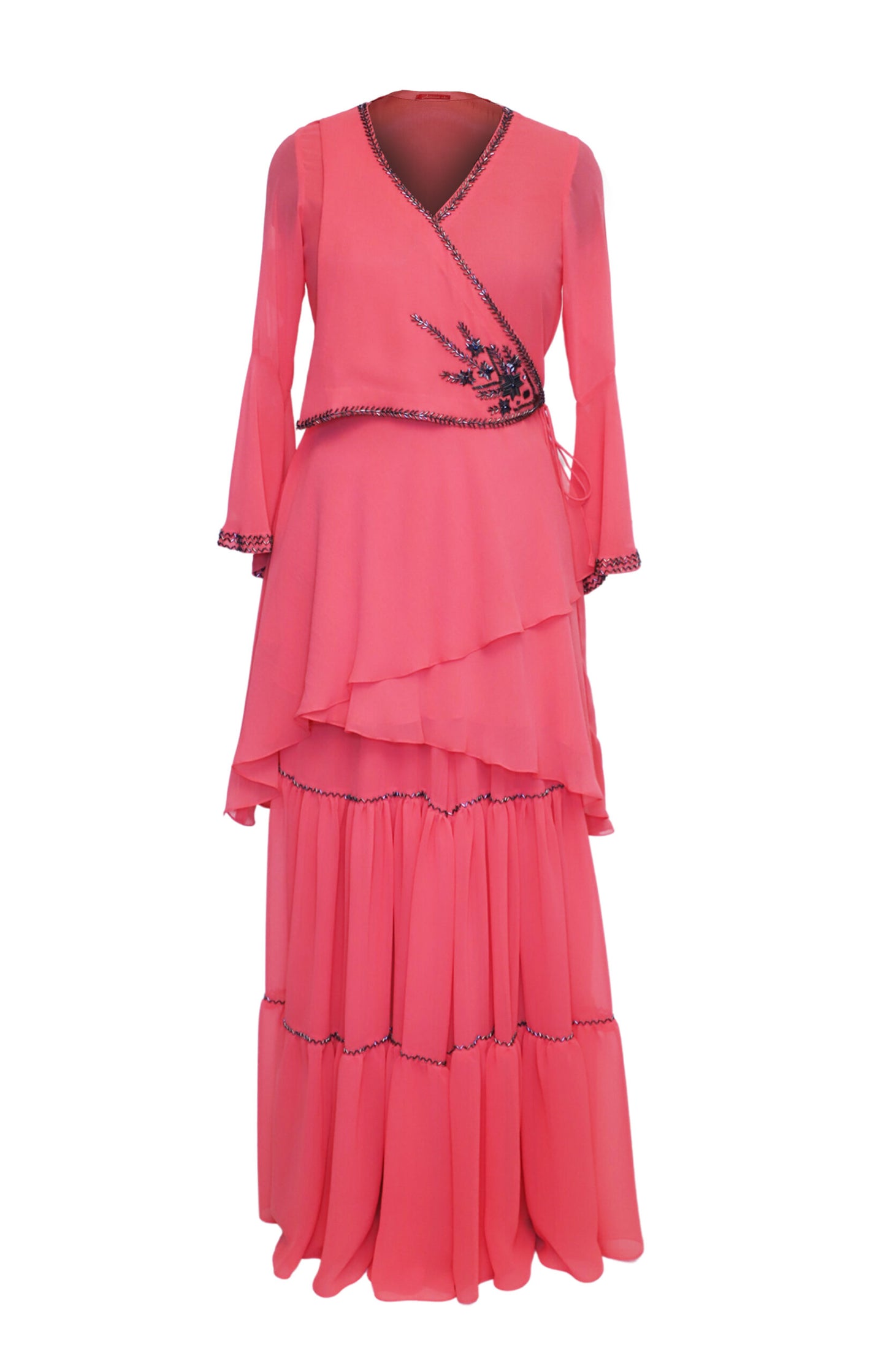 Wrap Around Peplum With Tiered Sharara