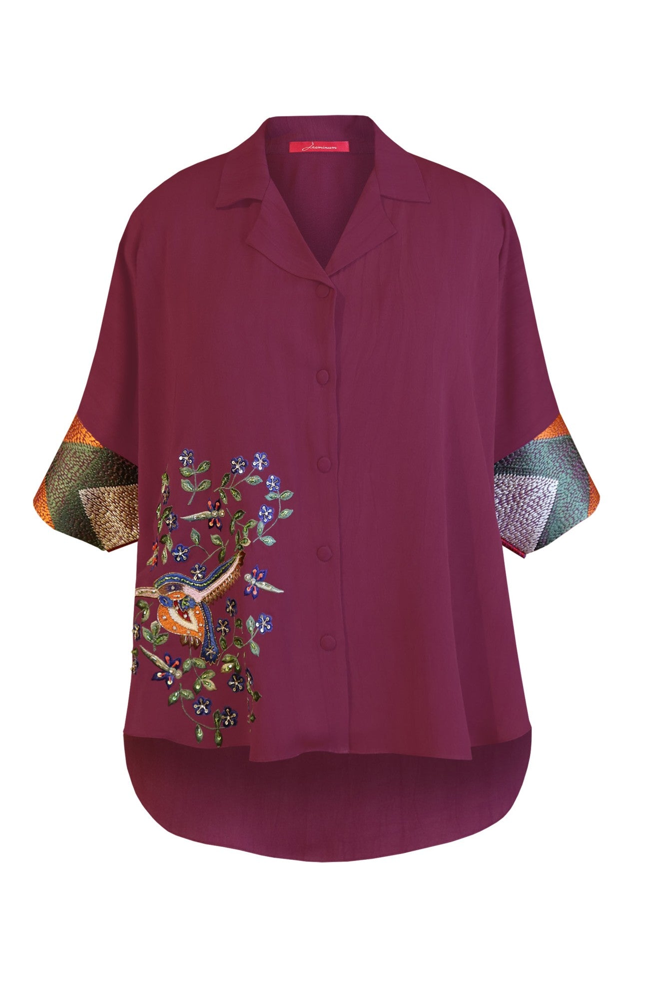 Georgette Shirt With Bird Motif