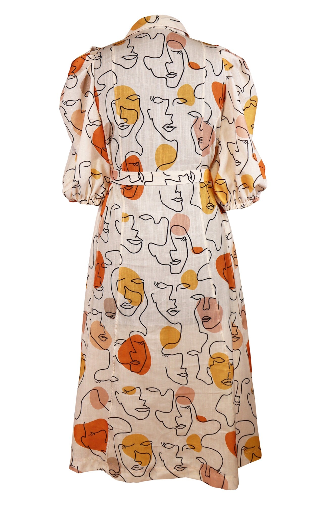 Printed Linen Midi Dress