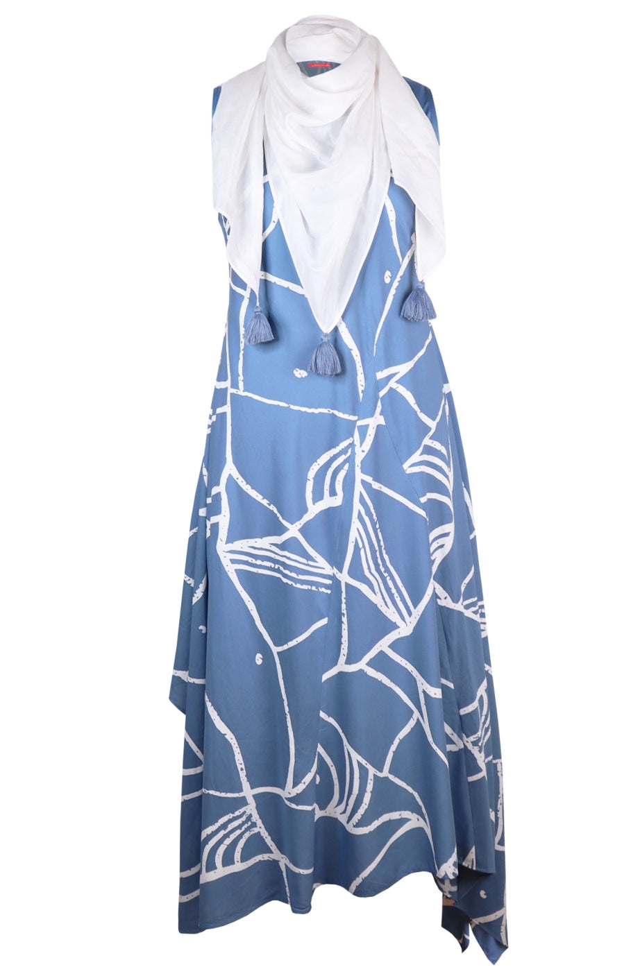 Printed Maxi Dress With Scarf