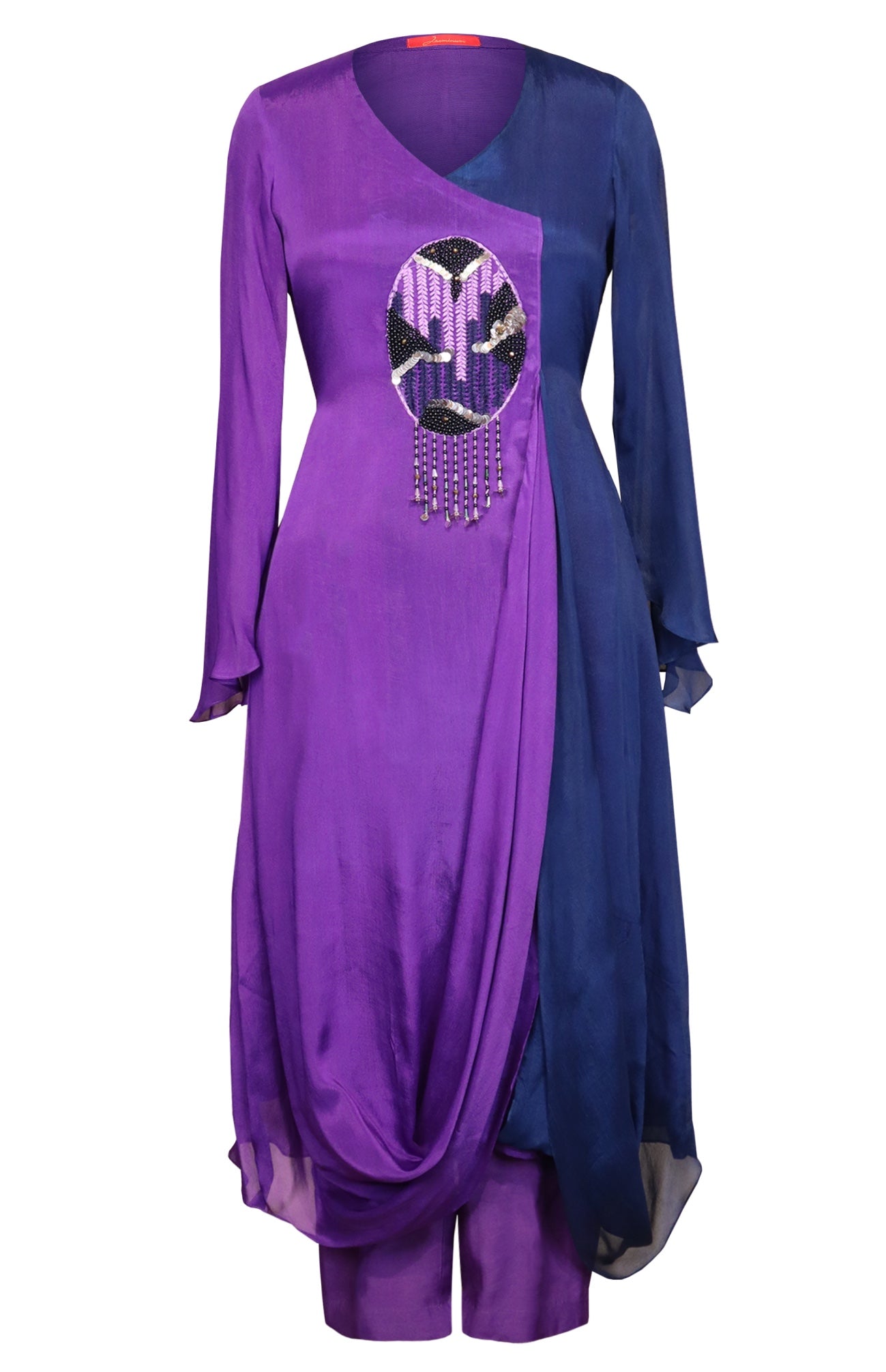 Chiffon Draped Kurta Set