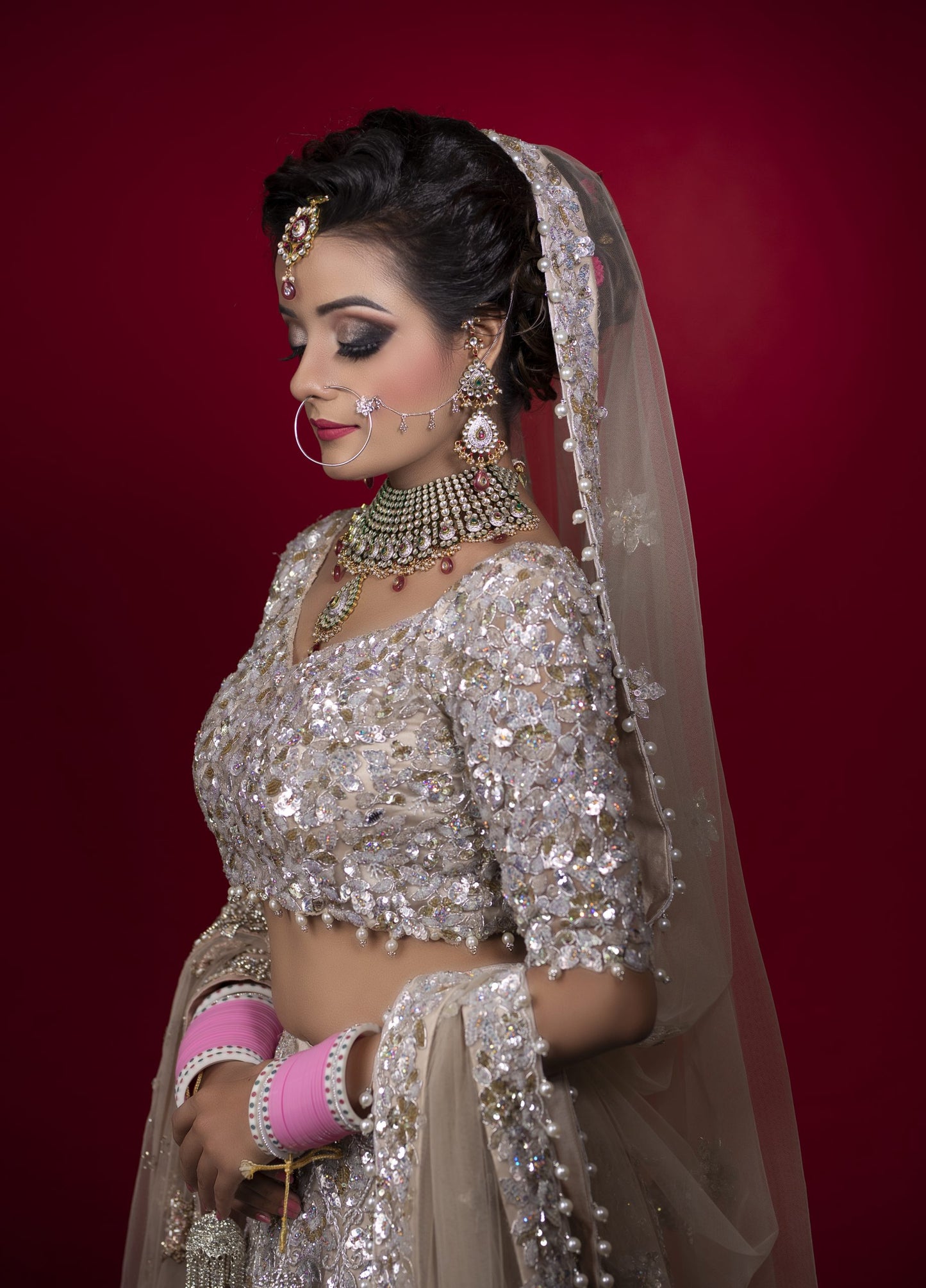 Ivory Lehnga Choli With Sequins And Pearl Embroidery