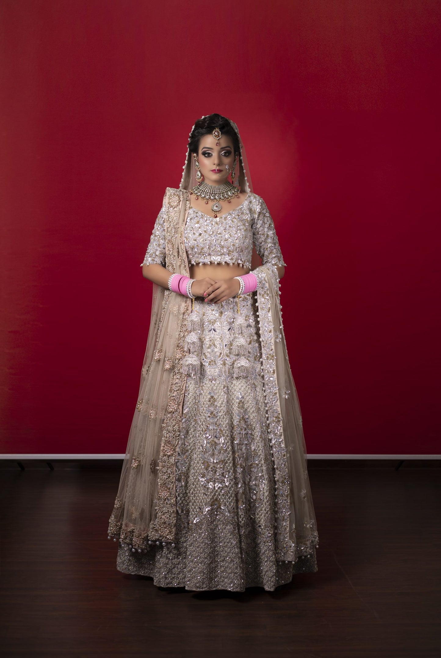 Ivory Lehnga Choli With Sequins And Pearl Embroidery