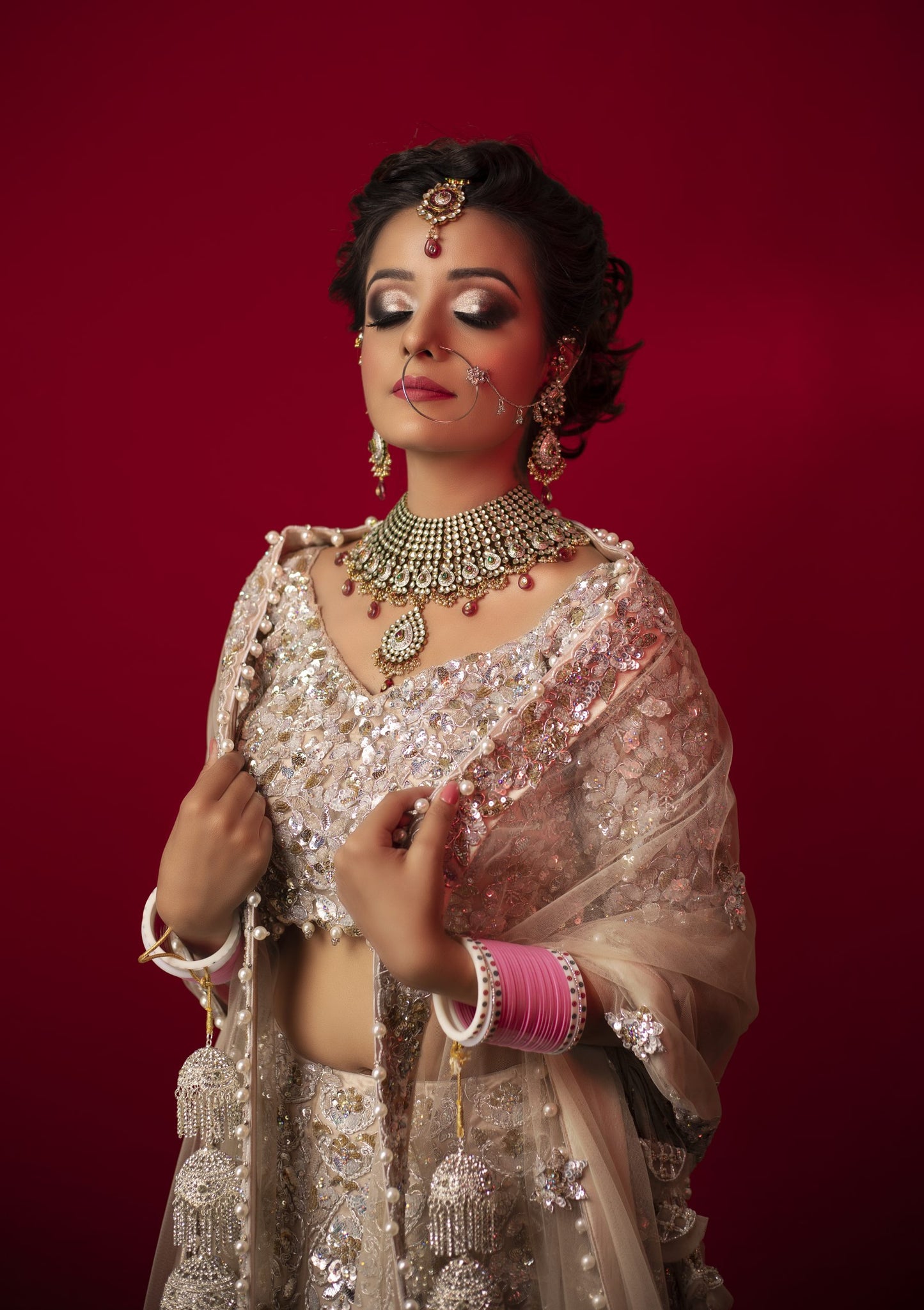 Ivory Lehnga Choli With Sequins And Pearl Embroidery