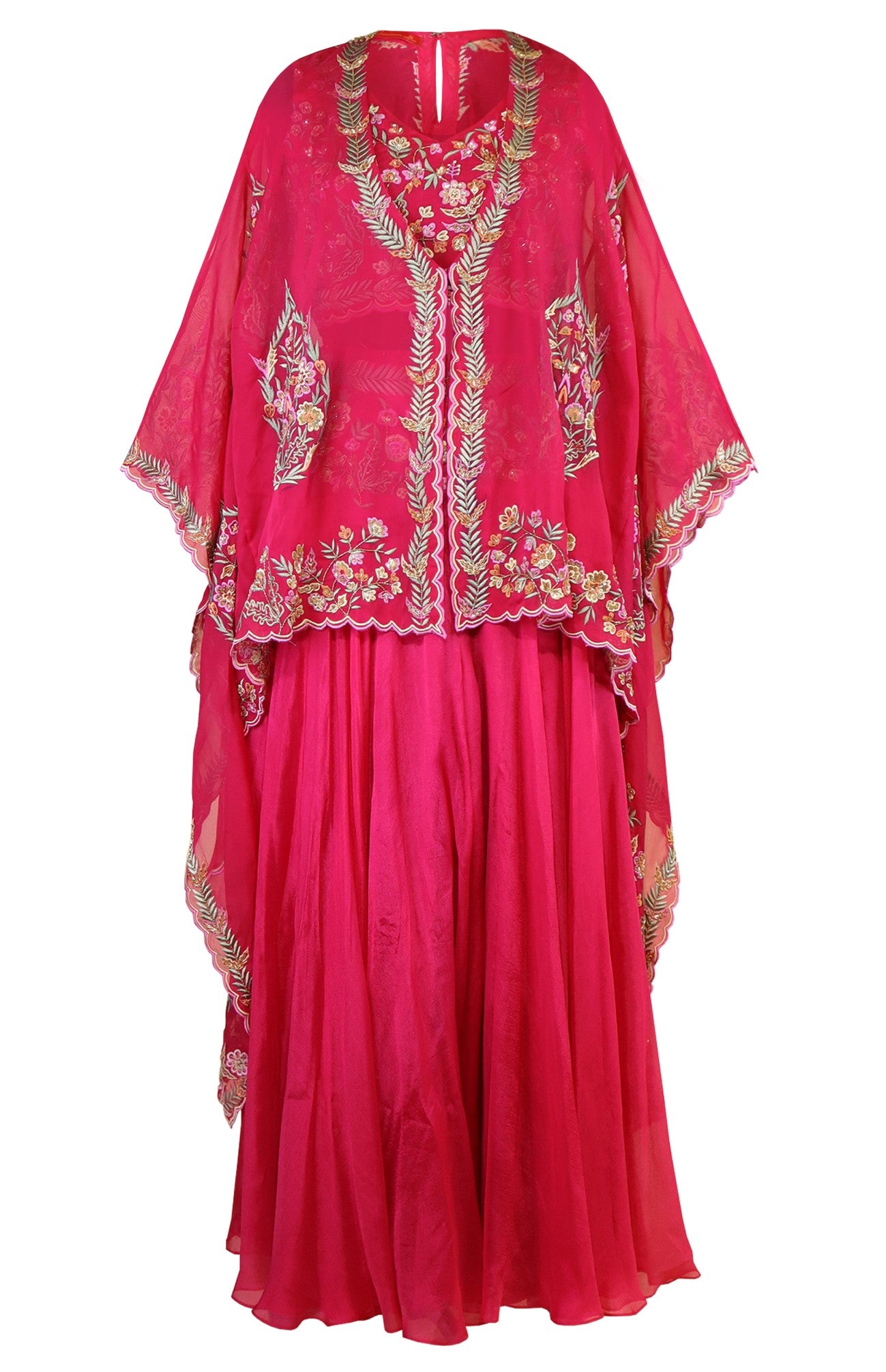Cape Dress With Sharara - RANI PINK