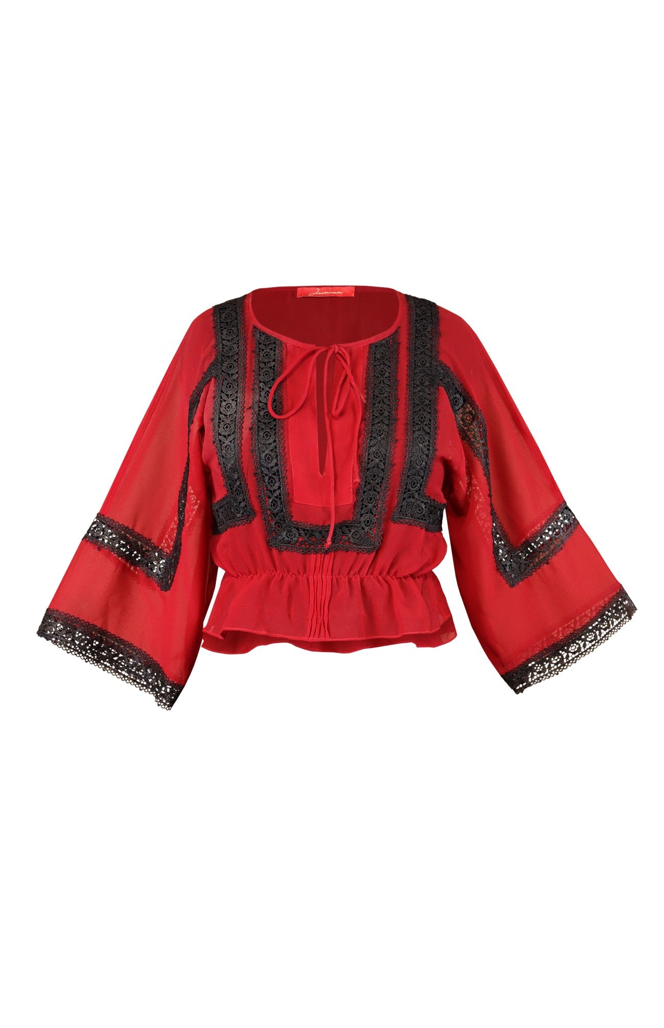 Red Georgette Peasant Top