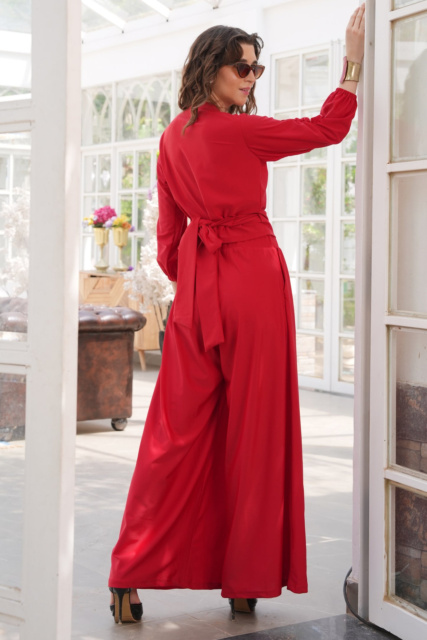 Lycra Flared Pants - RED