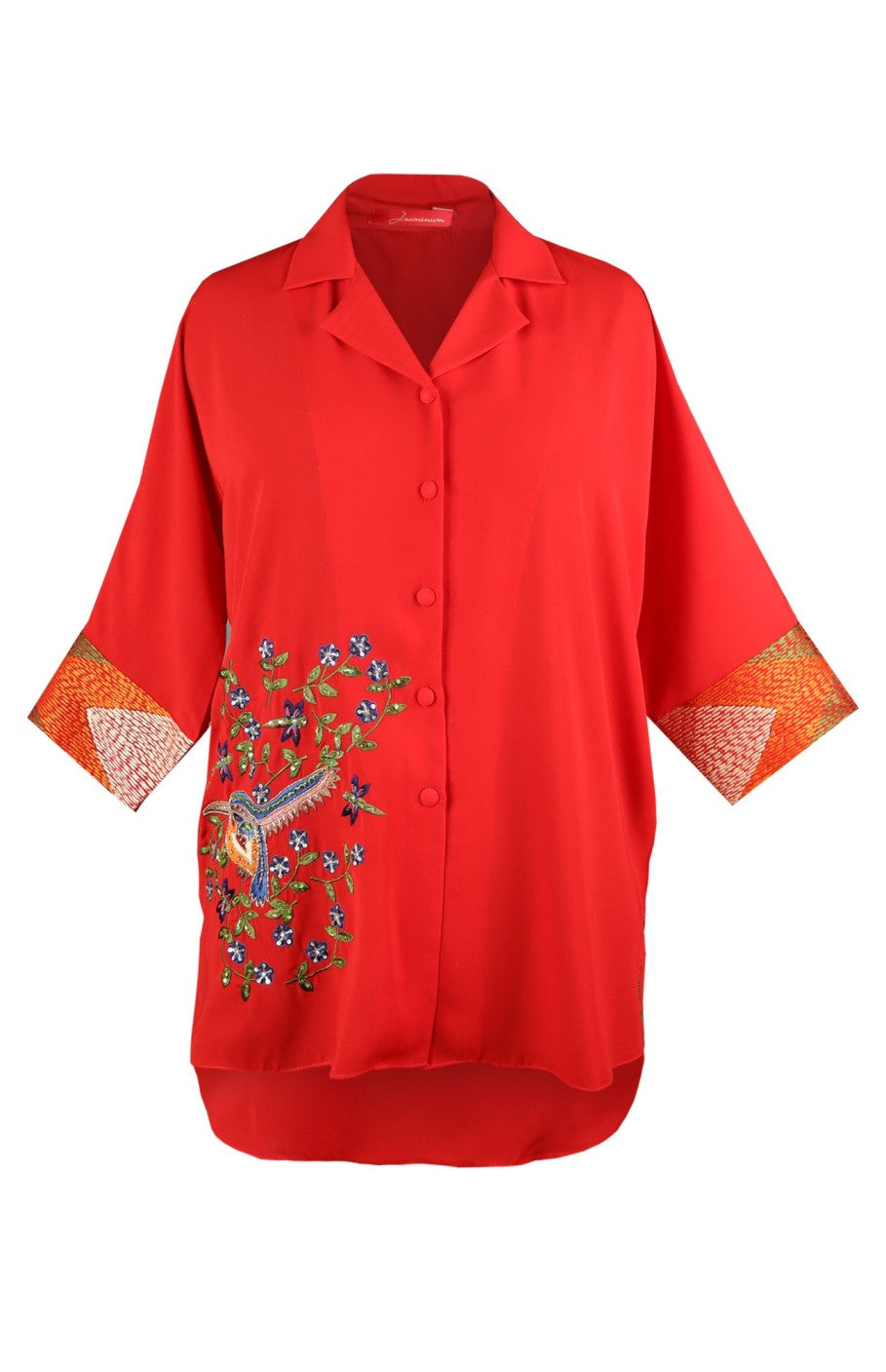 Georgette Shirt With Bird Motif