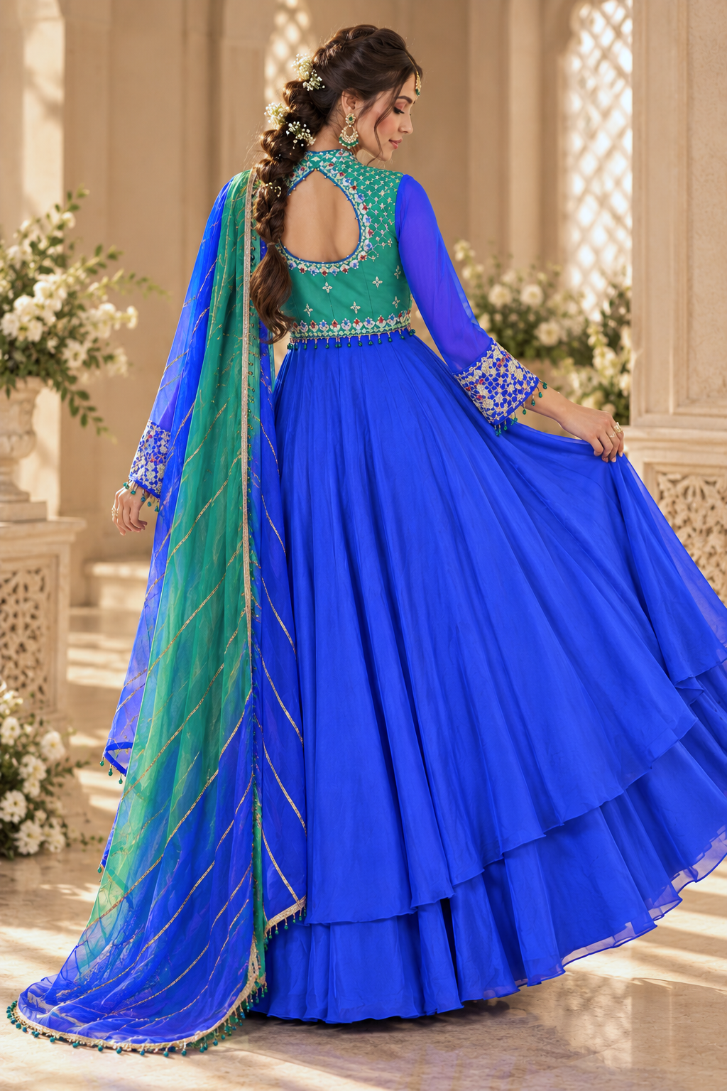 Mayur Short Jacket Anarkali With Sharara