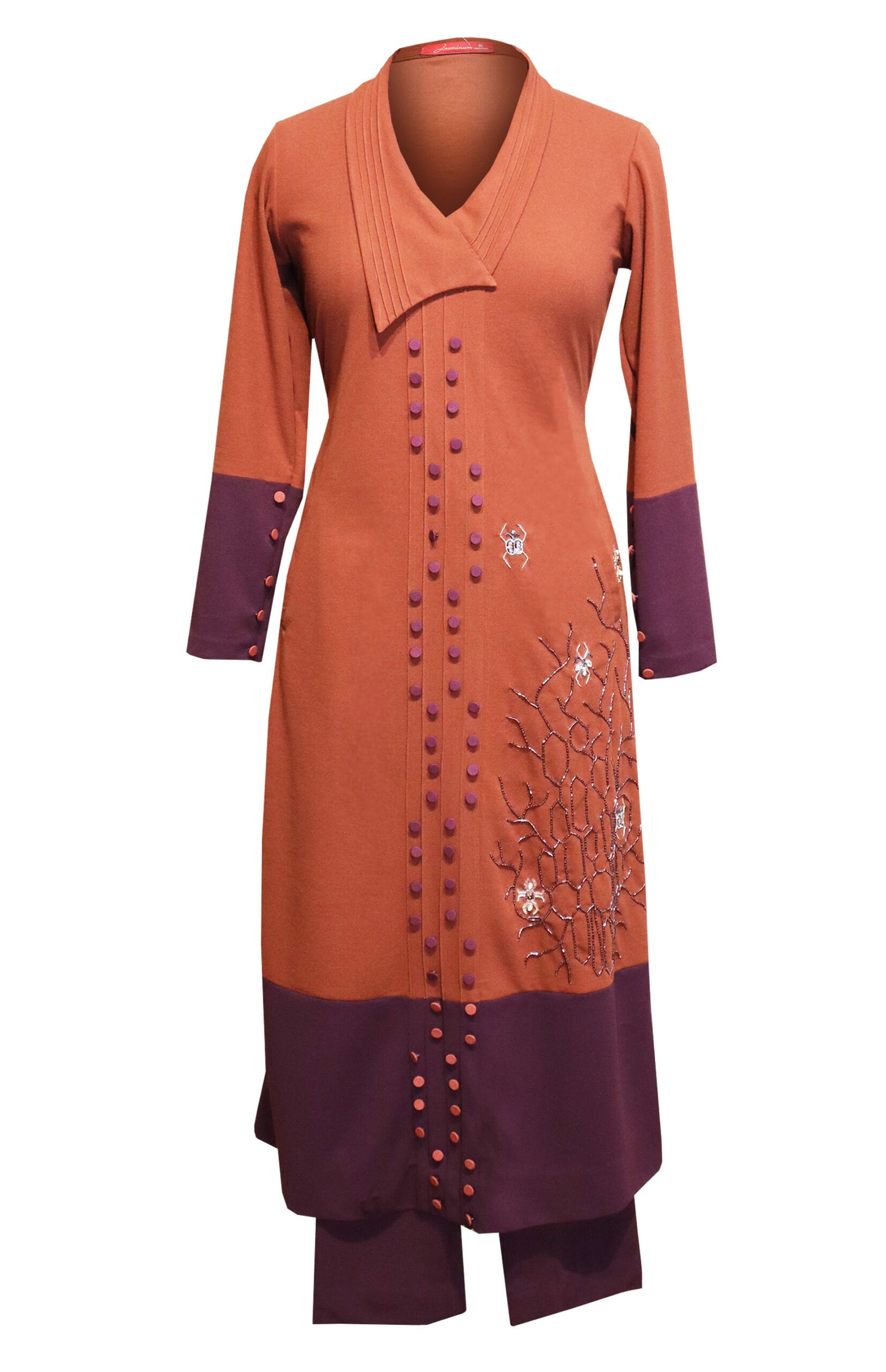 Woolen Kurta Set With Bugs Embroidery