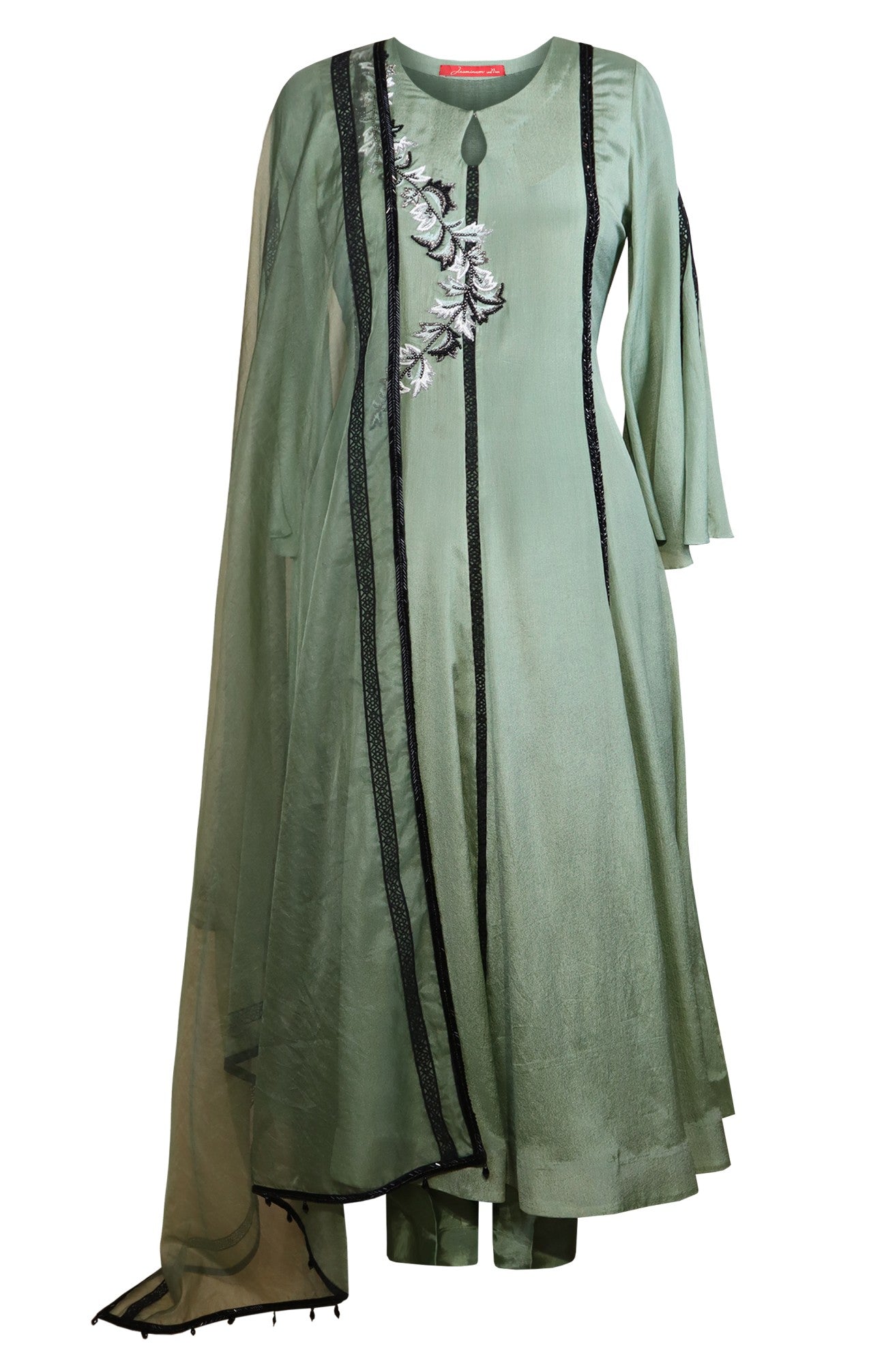 Chiffon Anarkali With Black Embroidery
