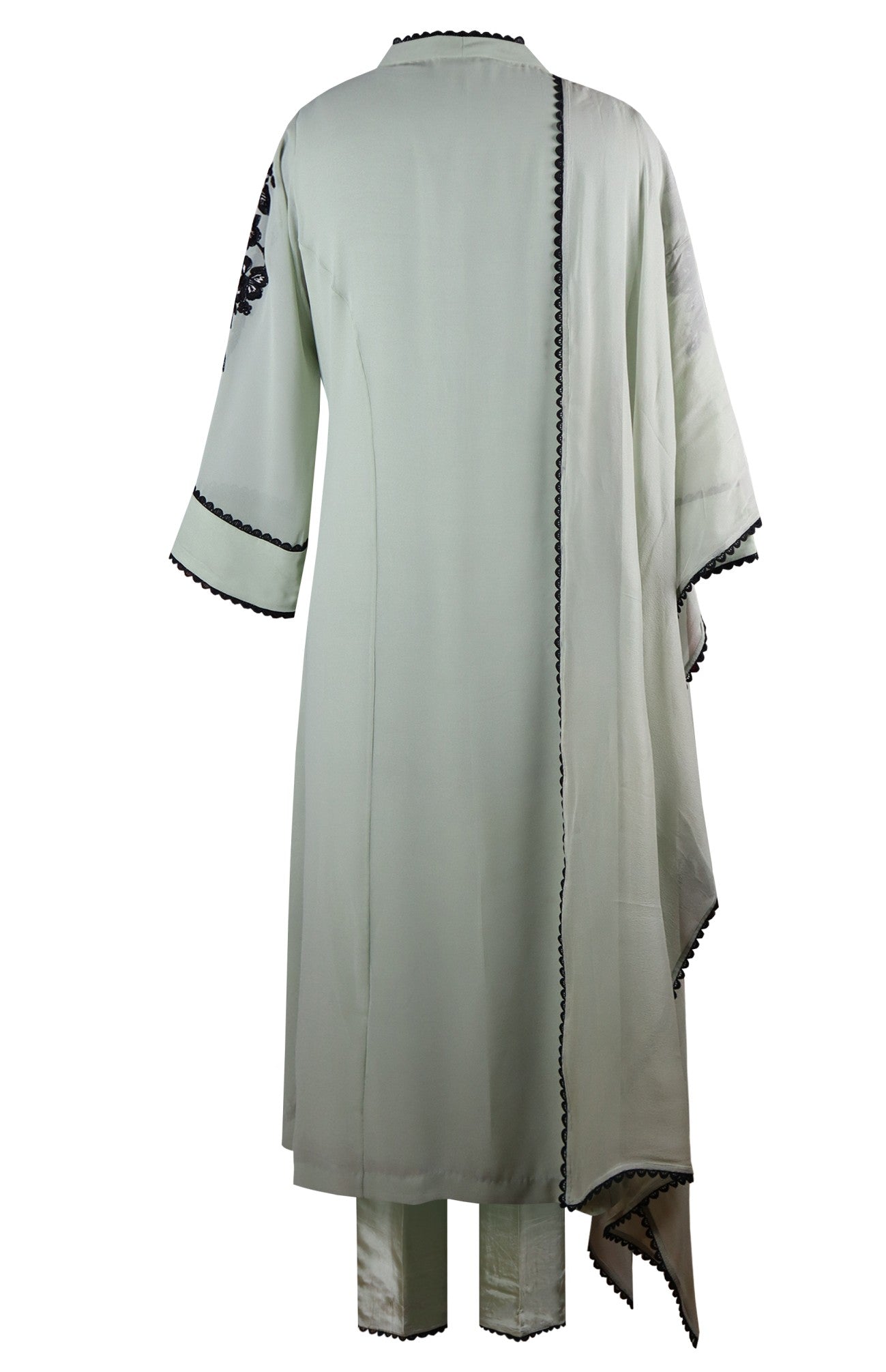Georgette Black Motif Embroidery Suit - SAGE GREEN