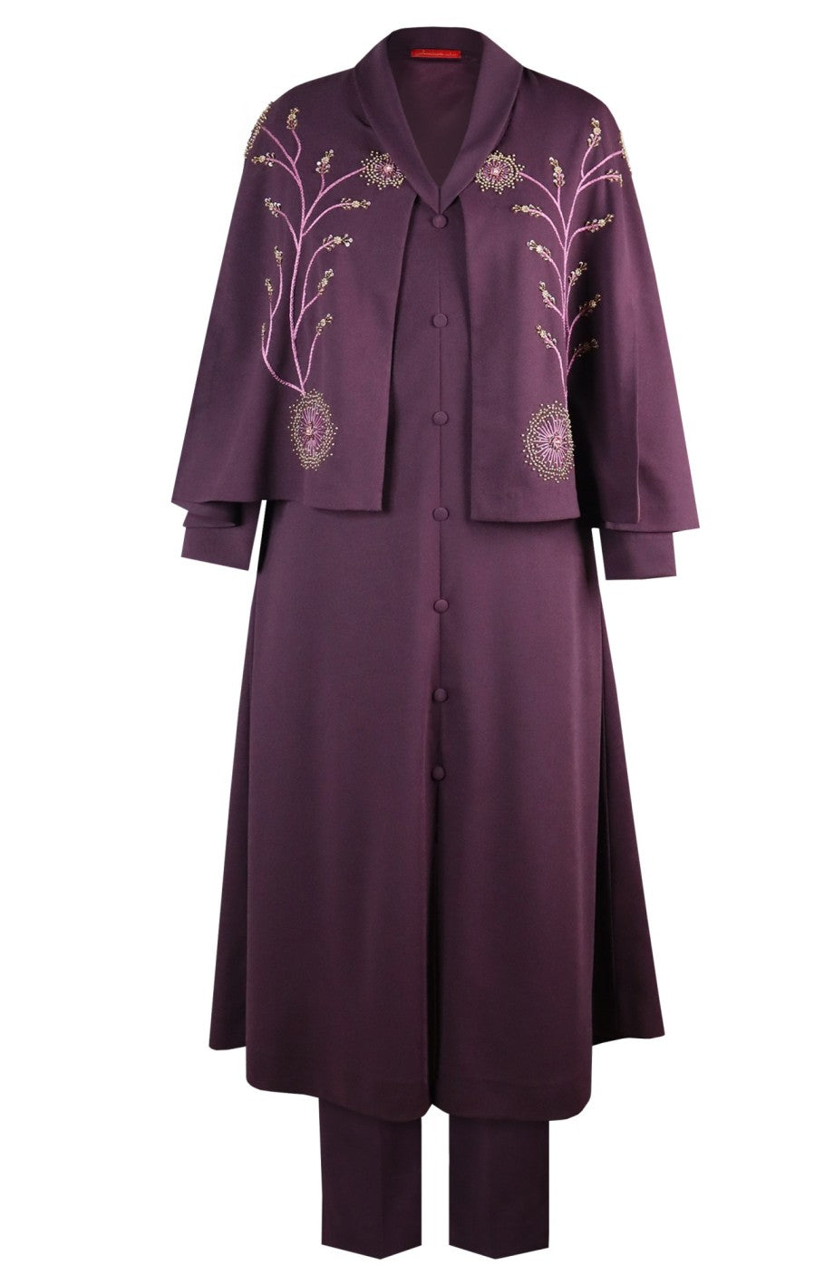 Short Cape Kurta Set - PURPLE