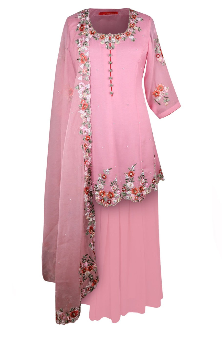 Georgette Short Anarkali With Gharara