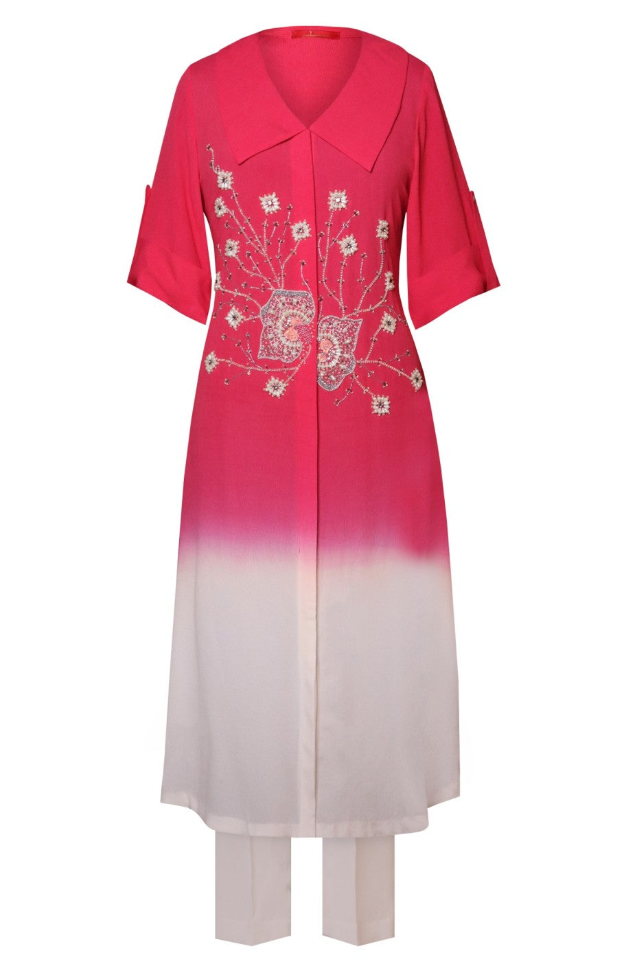 Ombré Kurta Set With Collar
