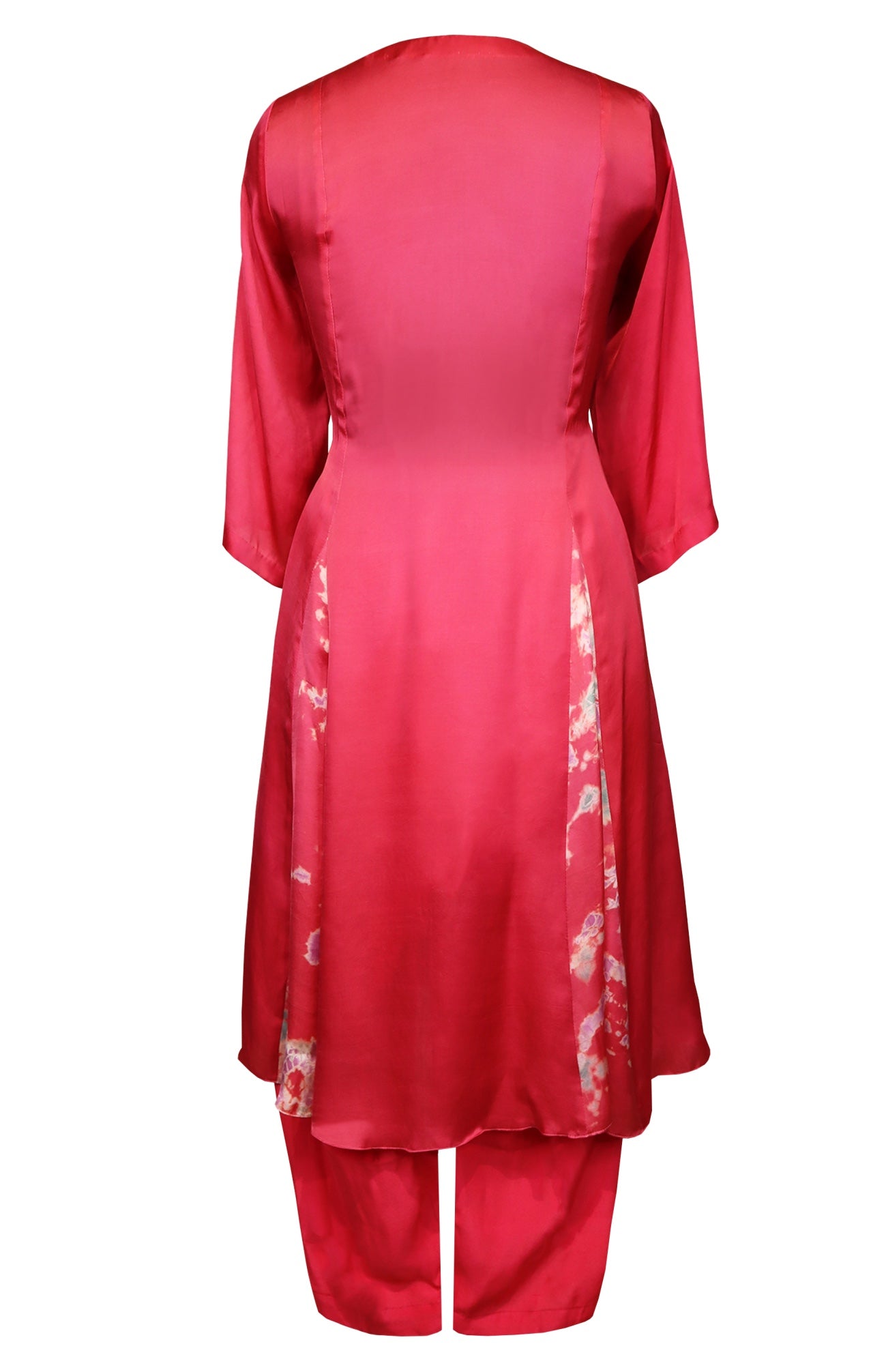 Cotton Satin Kurta Set - Tomato Red