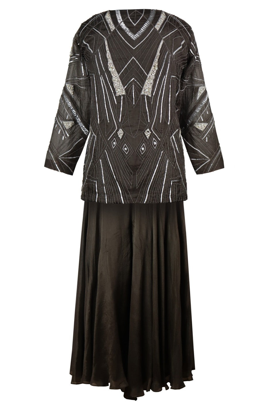 Tulle Embroidered Jacket With Sharara