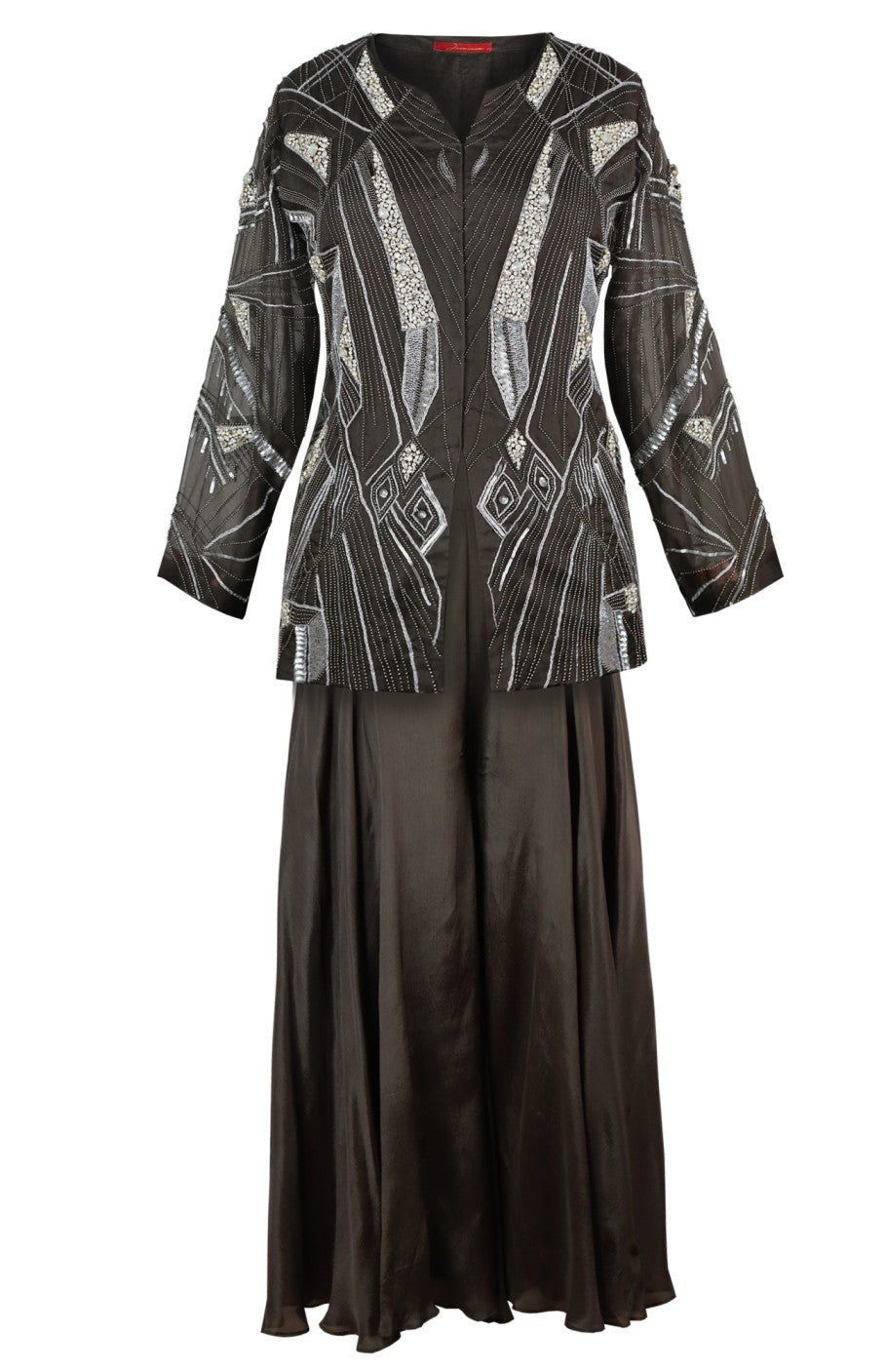 Tulle Embroidered Jacket With Sharara