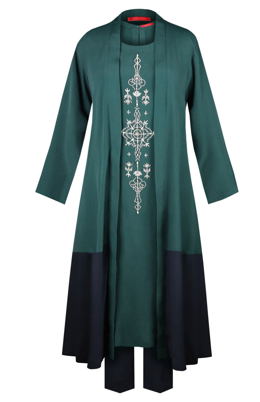 Turkish Motif Long Cape Crepe Kurta Set