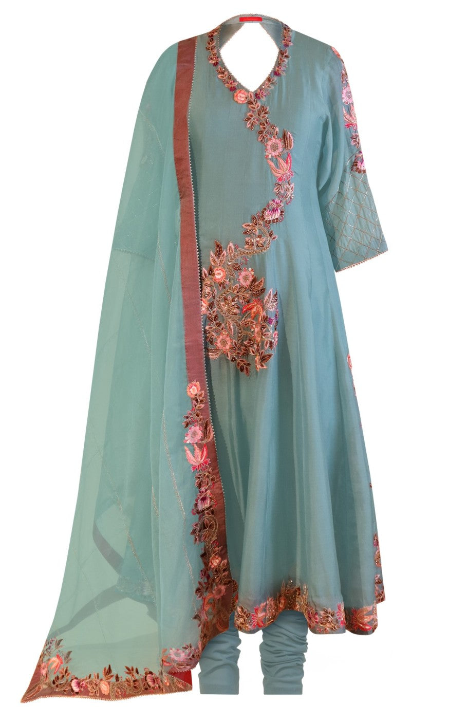 Ombré Anarkali With Floral Embroidery