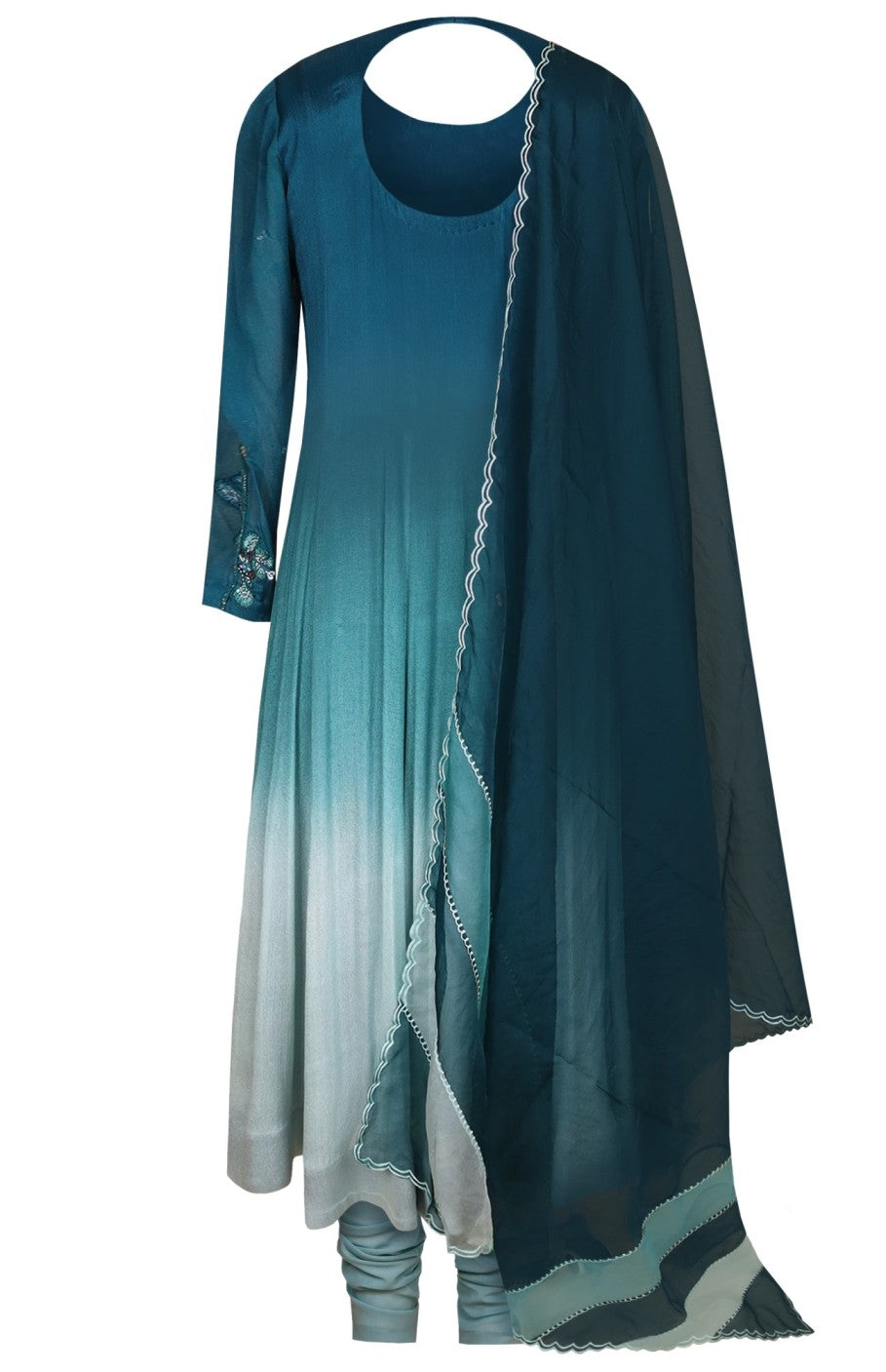 Ombré Chiffon Anarkali - TURQUOISE