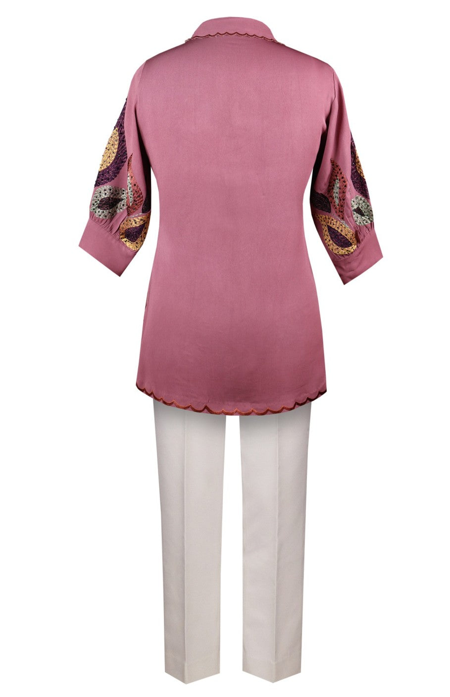 U-Cut Co-ord Set With White Pants